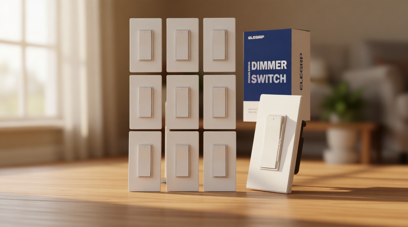 ELEGRP Dimmer Light Switch for 300W Dimmable LED/CFL Lights and 600W INC/HAL Bulbs, Single Pole/3-Way LED Slide Dimmer Light Switch, Wall Plate Included, UL Listed, 10 Pack, White Global Recycled Standard