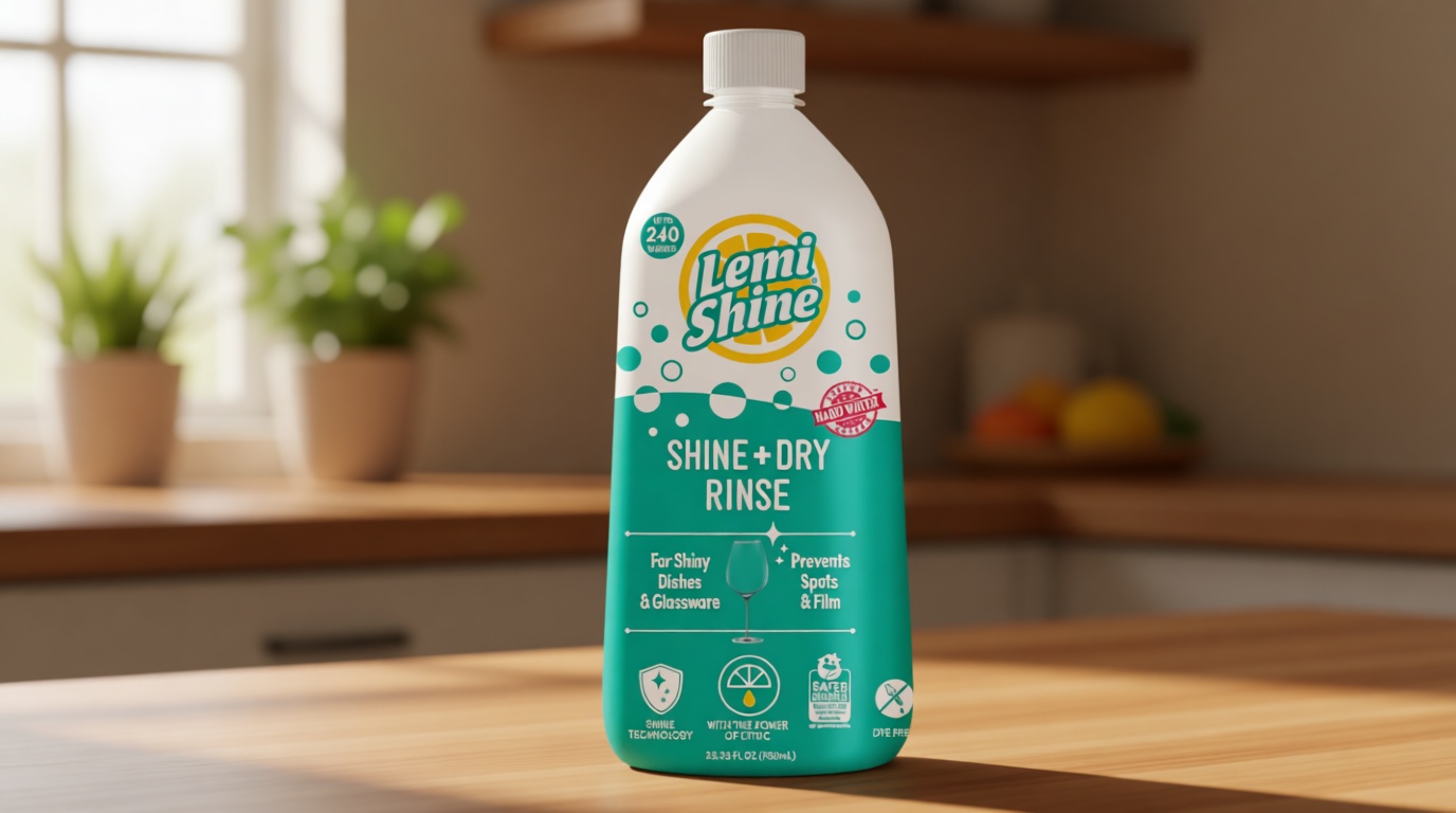 Lemi Shine Shine and Dry Natural Dishwasher Rinse Aid - Hard Water Stain Remover - 25.35 fl oz U.S. EPA Safer Choice