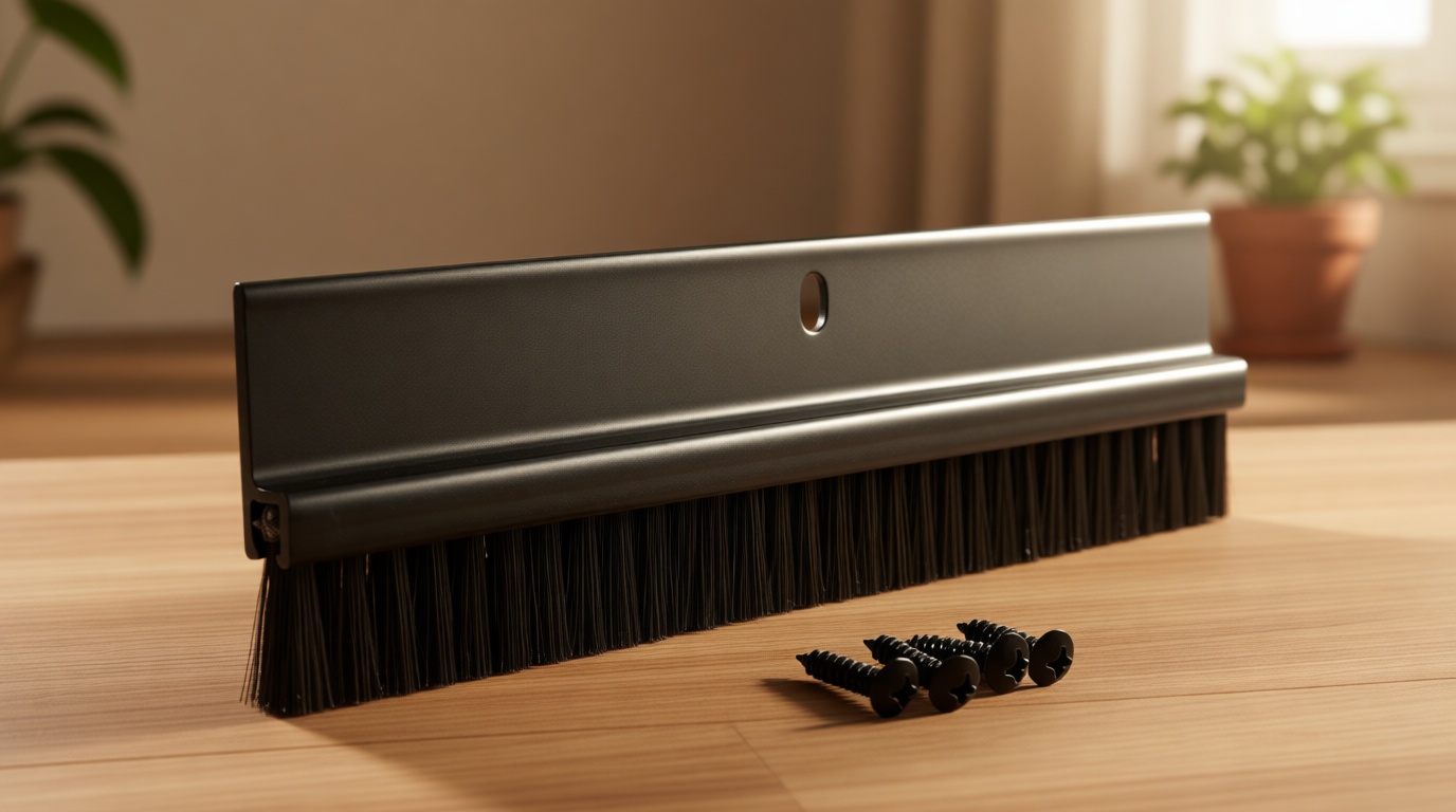 Randall Manufacturing Co., Inc | Door Sweeps – Aluminum & Brush | Brush Sweeps for Gaps Up to 1” | Black Trim with Black Brush | 3 Feet | Fill Gaps & Keep Unwanted Debris Out