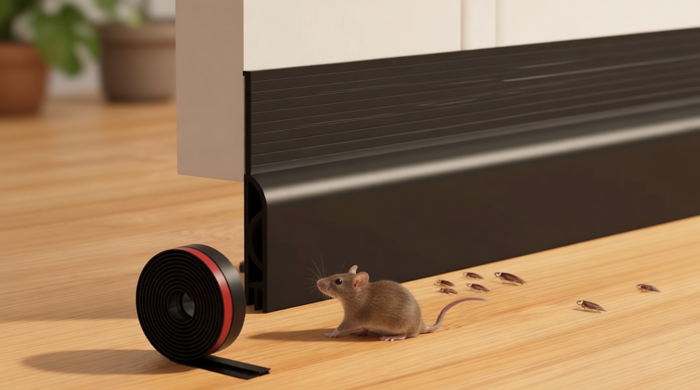 Door Draft Stopper, Adjustable Weather Stripping Seal for Cold Insulation, Bottom/Under Sweep for Exterior & Interior Doors, Seal Blocker Noise, Black, 39 inches ClimatePartner certified