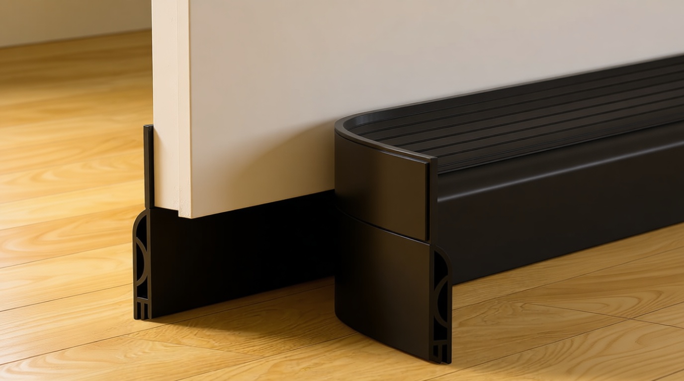 Door Draft Stopper, Door Sweep for Bottom of Door, Weather Stripping Door Seal Gap Filler Bottom Blocker Soundproofing Cold Air Insulation Save Energy Install Quickly Easily (Black, 39‘’) ClimatePartner certified