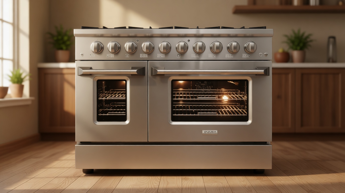 DE480GRSKIT1 48 inch Gas Range with Double Porcelain Convection Oven 6.7 Cu Ft Capacity 8 Sealed Burners S