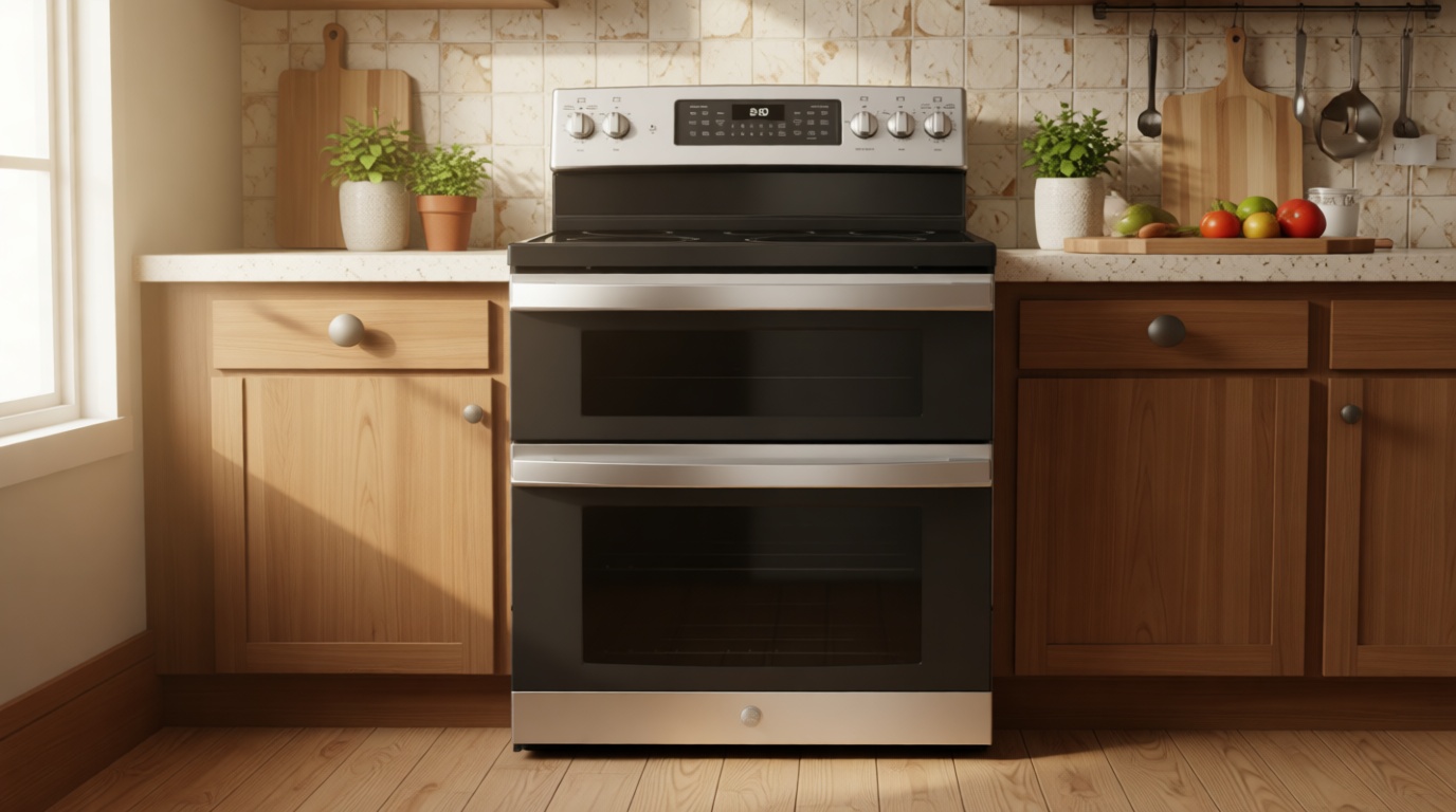 Gas Range with Double Oven and Iron Grill Burner, Stainless Steel