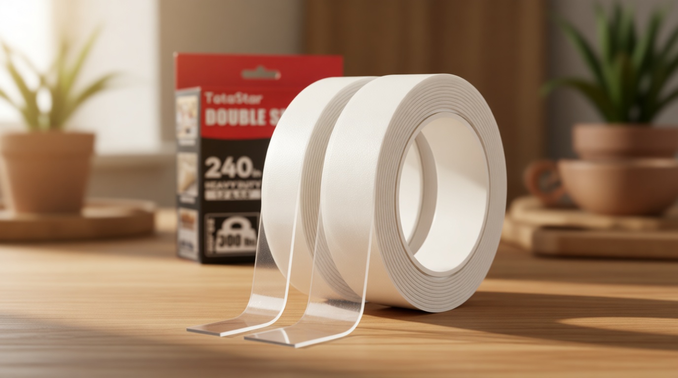 Double Sided Tape Heavy Duty (2 Rolls, 20 Feet) - Removable Waterproof Nano Mounting Filament Tape, 1.2" & 0.8" Width for Picture Hanging, Wall Decor, Posters, Carpets, Rugs - Indoor & Outdoor Use.