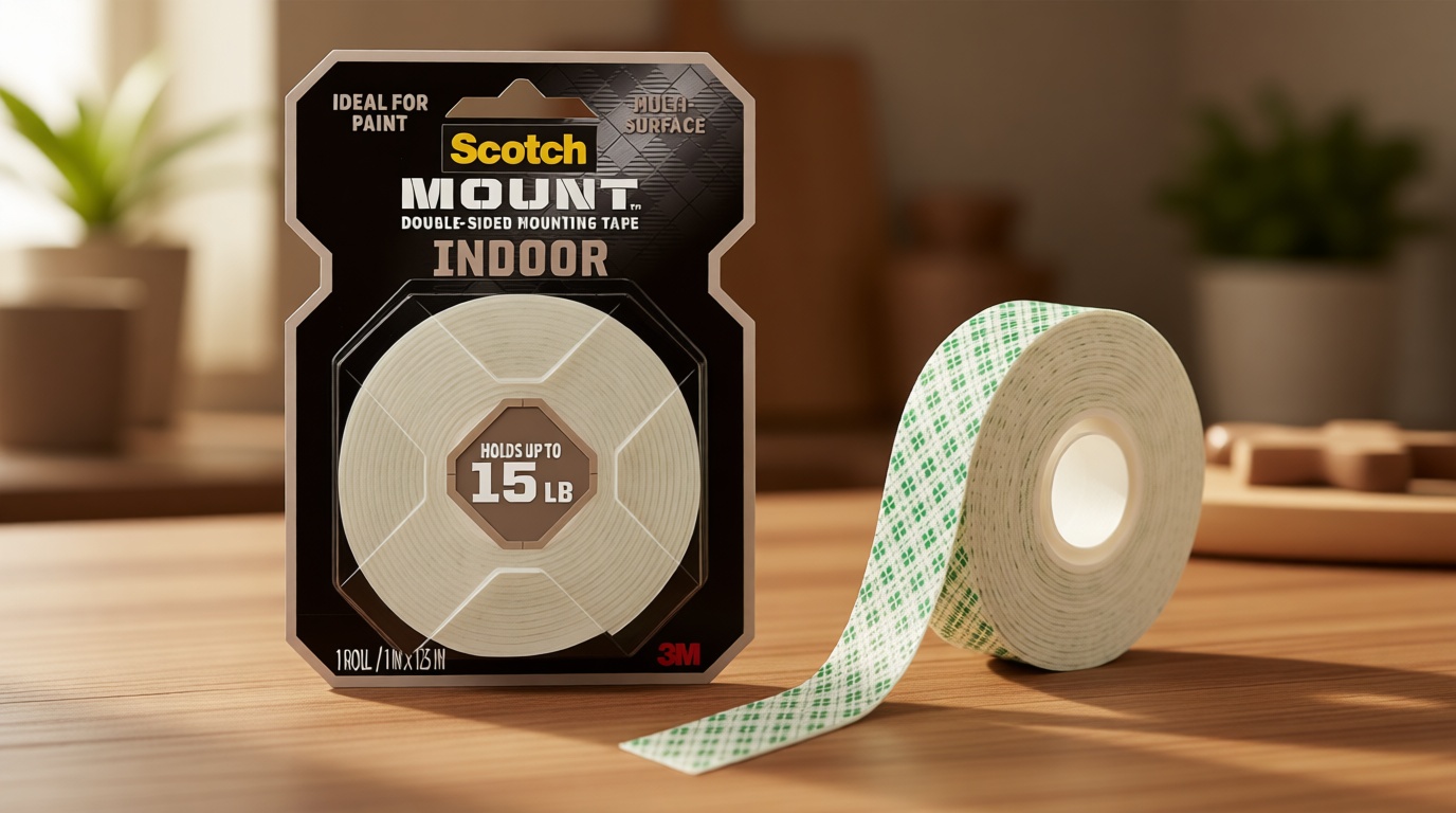 Scotch-Mount Indoor Double-Sided Mounting White Tape, 1 in x 125 in (10.4 ft), Features 3M Industrial Strength Adhesive, No Mess or Tools (314H-MED)