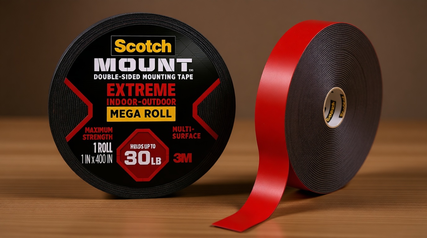 Scotch-Mount Double Sided Mounting Tape Heavy Duty, Black Extreme Mounting Tape, 1 Roll Adhesive Tape, 1 in x 400 in Wall Tape (33.3ft), Our Strongest Tape For Our Toughest Jobs (414H-Long-DC)