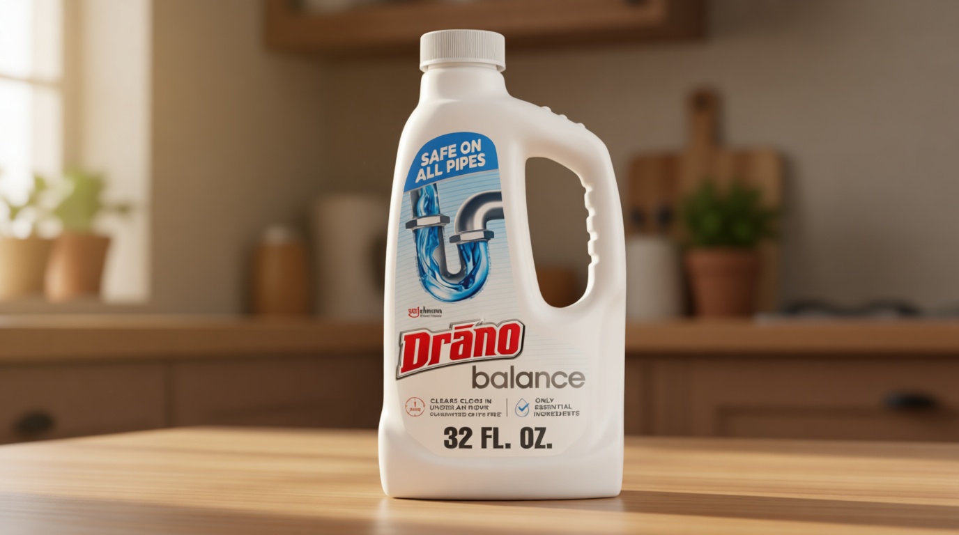 Drano Balance Drain Clog Remover and Cleaner, Non-Corrosive Formula, Safe on All Pipes and Septic Tanks, Formulated Using Only Essential Ingredients, 32 Fl Oz