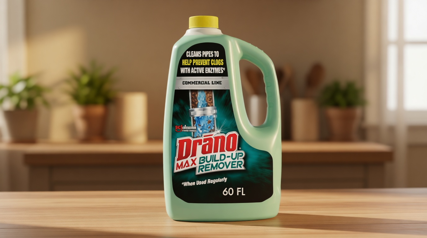 Drano Max Build Up Remover Drain Cleaner, Enzymes & Probiotics Prevents Clogs & Remove Odor-Causing Buildup, Safe for Septic, Toilets & Pipes in Bathroom Drains & Kitchen Sinks, Commercial Line, 60 oz