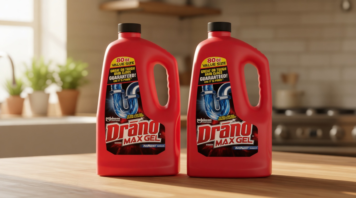 Drano Max Gel Drain Clog Remover & Cleaner, Fast-Acting to Unclog Standing Water & Remove Hair, Grease & Food Blockages, Safe for all Pipes & Septic, Kitchen Sinks, Bathroom Showers, 80 Oz, 2 Pack