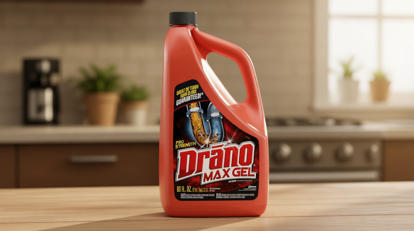Drano Max Gel Drain Clog Remover & Cleaner, Fast-Acting to Unclog Standing Water & Remove Hair, Grease & Food Blockages, Safe for all Pipes & Septic, Kitchen Sinks, Bathroom Showers & Tubs, 80 Oz