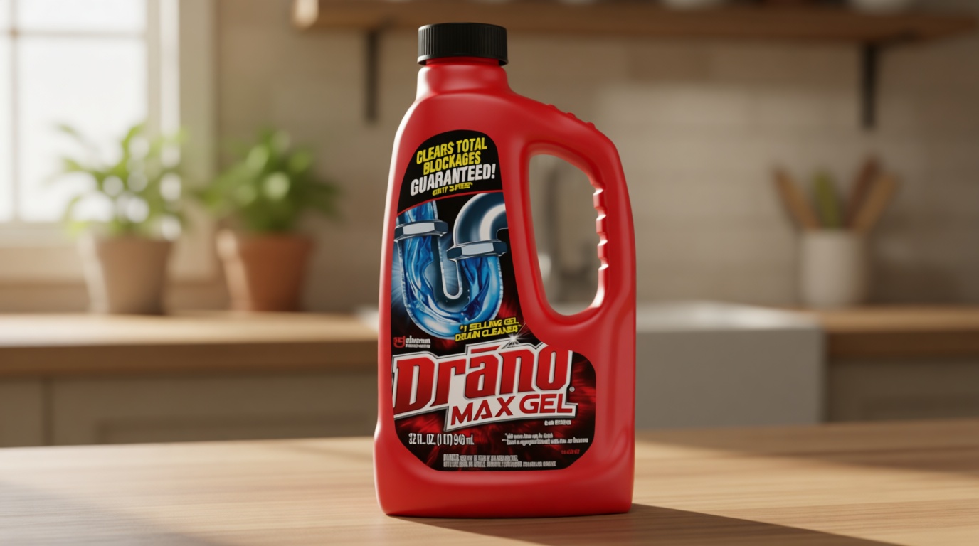 Drano Max Gel Drain Clog Remover & Cleaner, Fast-Acting to Unclog Standing Water & Remove Hair, Grease & Food Blockages, Safe for all Pipes & Septic, Kitchen Sinks, Bathroom Showers & Tubs, 32 Oz