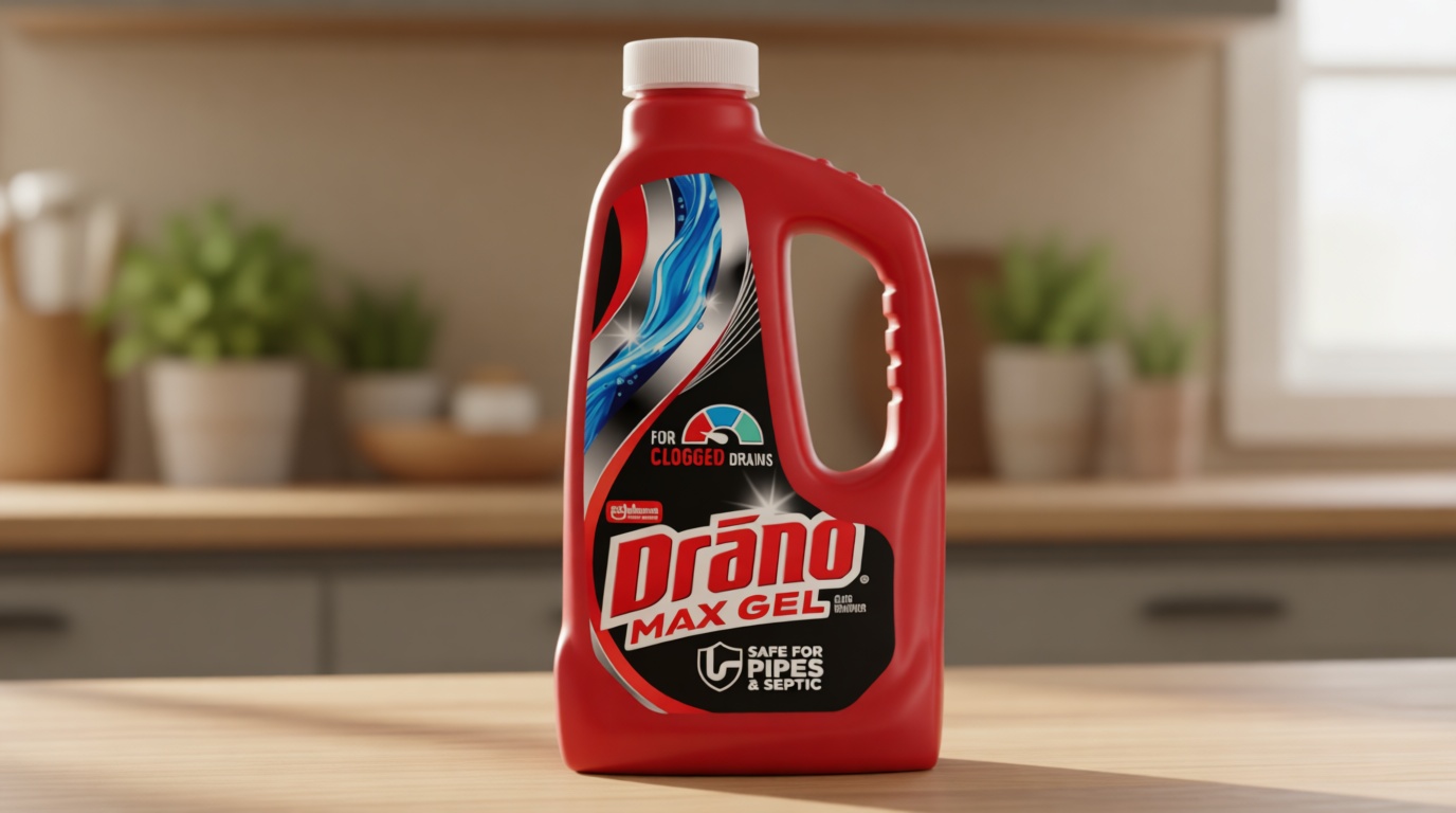 Drano Max Gel Drain Clog Remover & Cleaner, Fast-Acting to Unclog Standing Water & Remove Hair, Grease & Food Blockages, Safe for all Pipes & Septic, Kitchen Sinks, Bathroom Showers & Tubs, 32 Oz