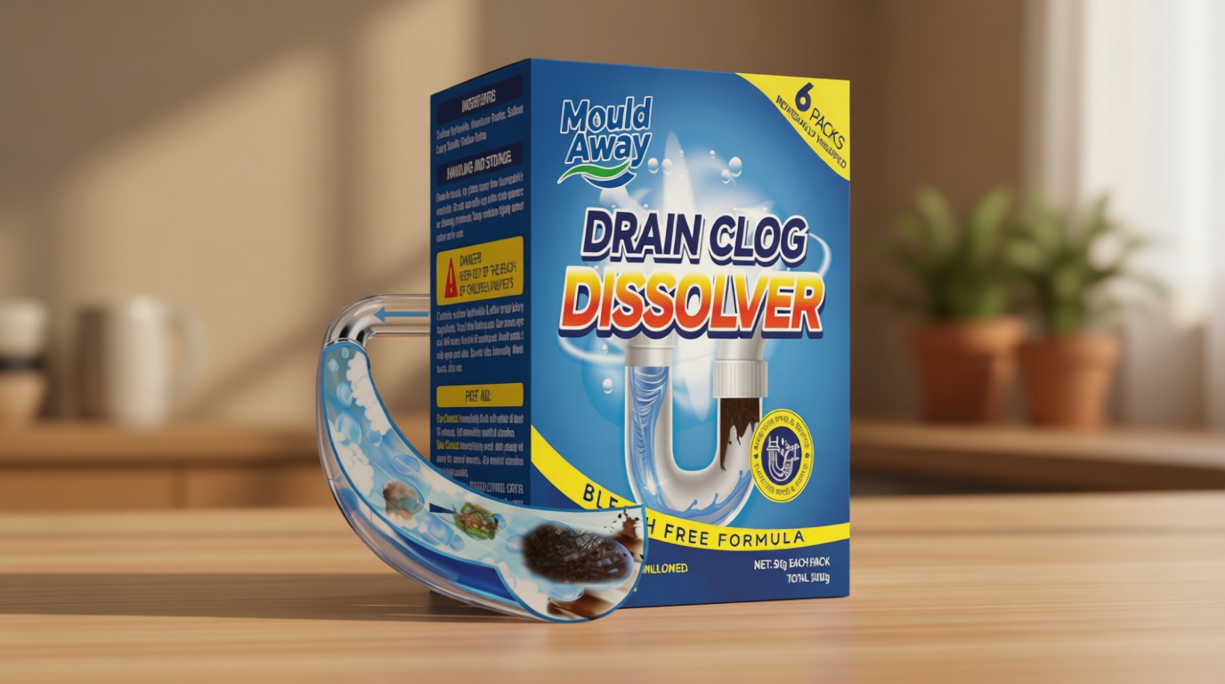Drain Clog Remover for Sink & Shower, Dissolves Hair, Grease, Soap Scum & Paper, Powerful Bleach-Free Drain Cleaner Powder, 6 Pre-Measured Treatments for Bathroom & Kitchen