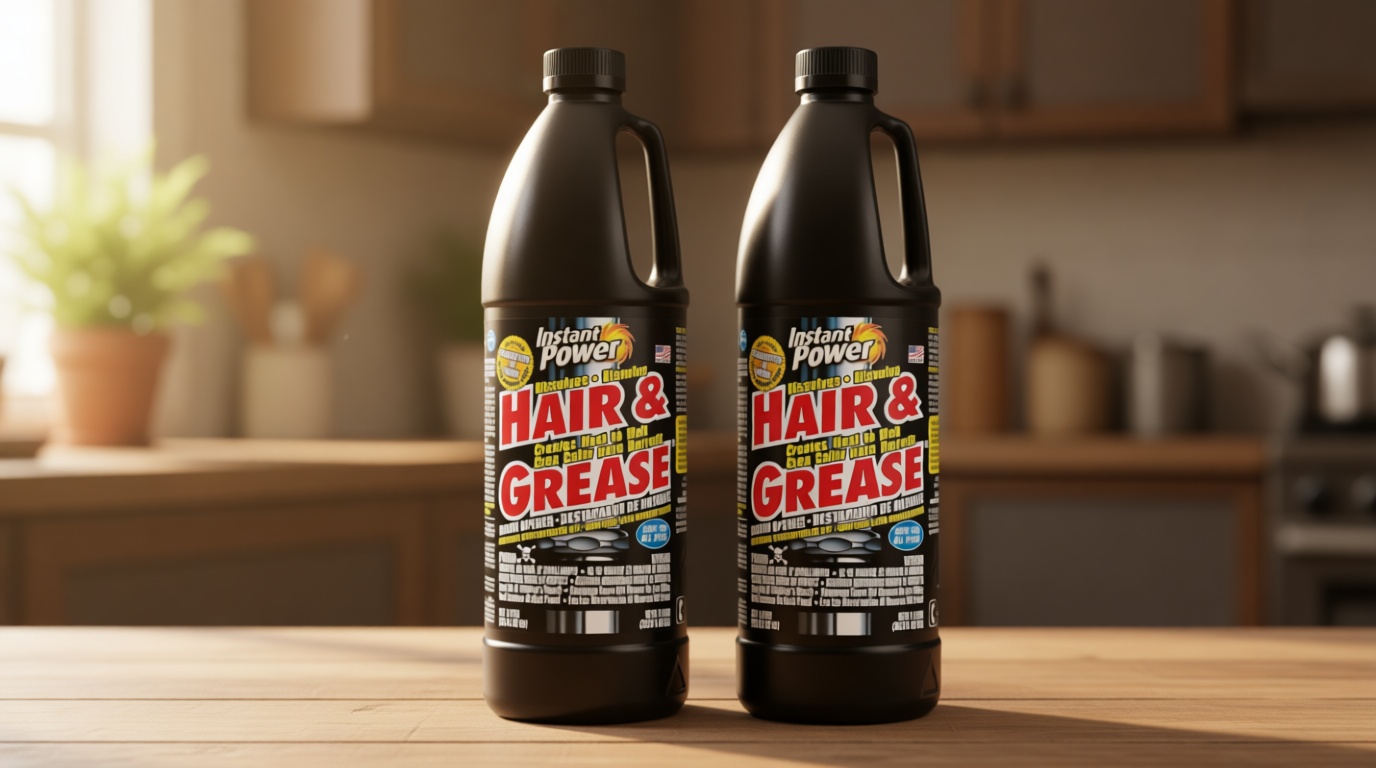 Instant Power Hair and Grease Drain Cleaner - Shower Drain & Sink Cleaner, Liquid Clog Remover, Made in USA, Sink Deodorizer - 1 Liter (Pack of 2)