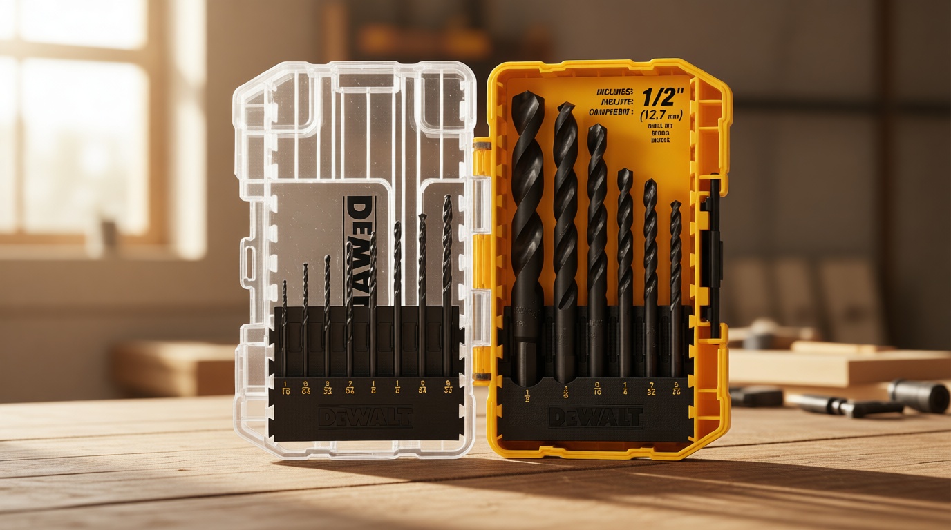 DEWALT Drill Bit Set, 3-Flats Shank,14-Piece, 135 Degree Split Point, for Plastic, Wood and Metal (DWA1184)