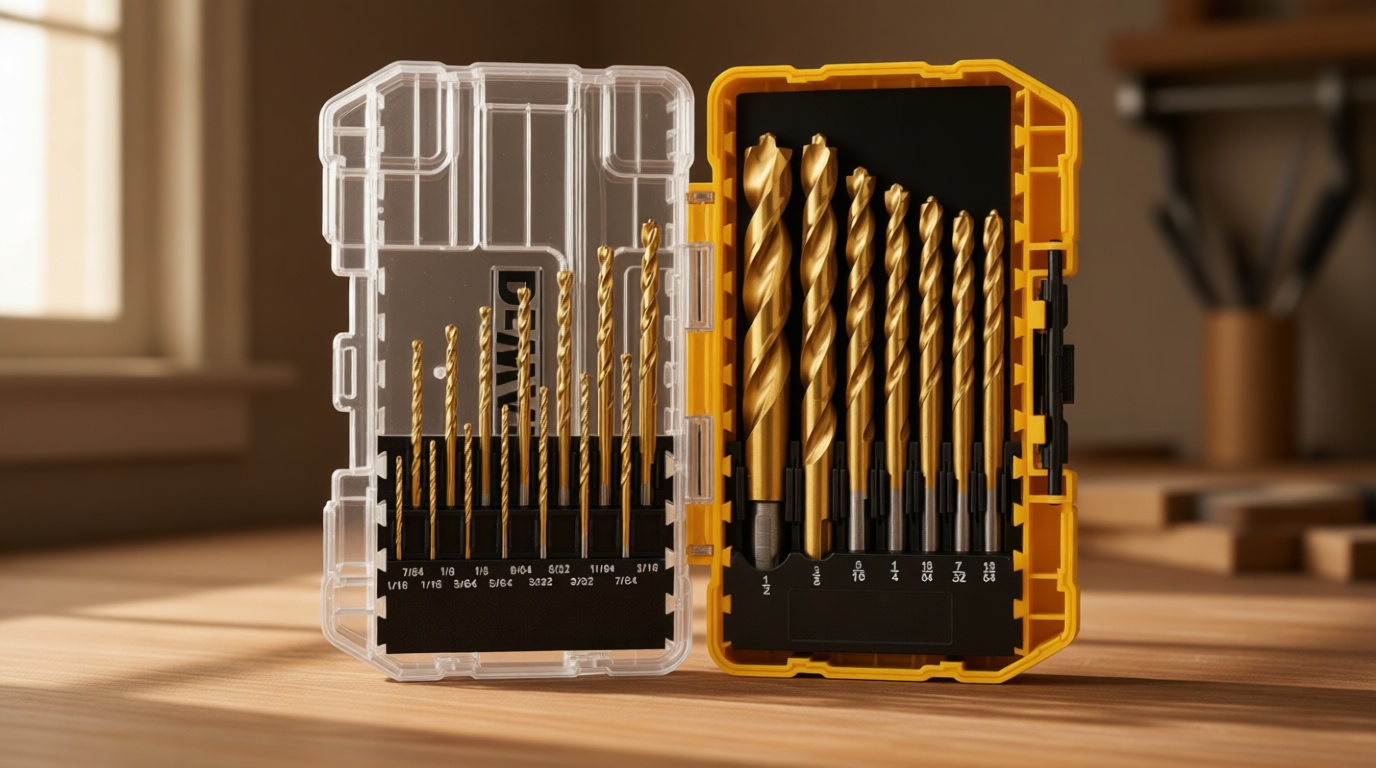 DEWALT Drill Bit Set, 21 Pc. Titanium Nitride Coated Pilot Point DEWALT Bit Set with Case for Wood, Metal and Plastic (DW1361)