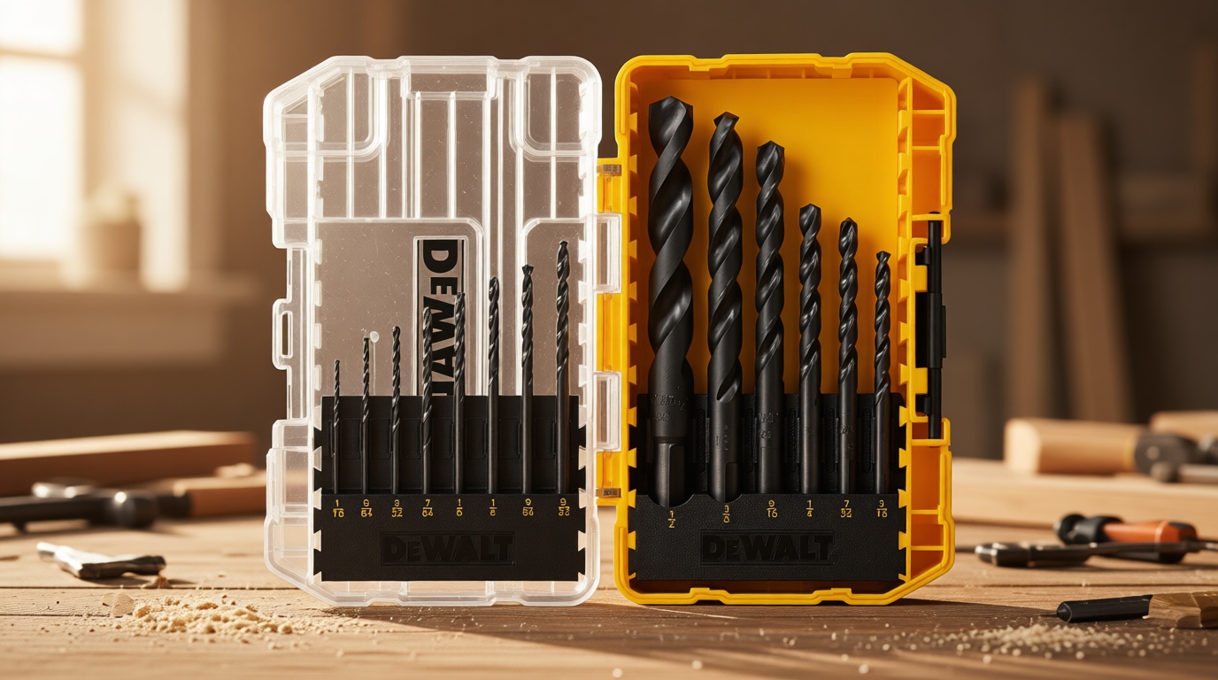 DEWALT Drill Bit Set, 3-Flats Shank,14-Piece, 135 Degree Split Point, for Plastic, Wood and Metal (DWA1184)