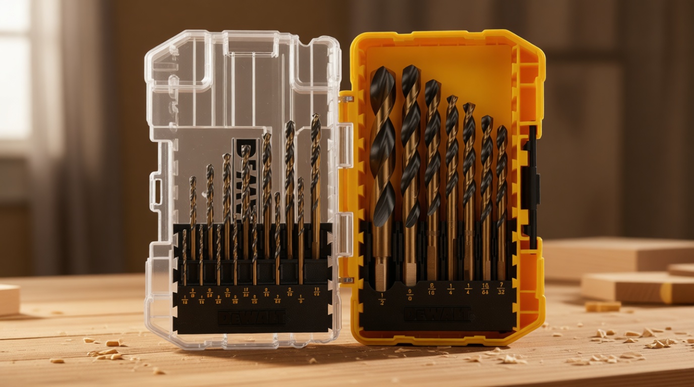 DEWALT Drill Bit Set, 21 Pc High Speed Steel DEWALT Bits, Black and Gold Oxide Coated, 135 Degree Split Point, 31 Degree Helix (DWA1181)