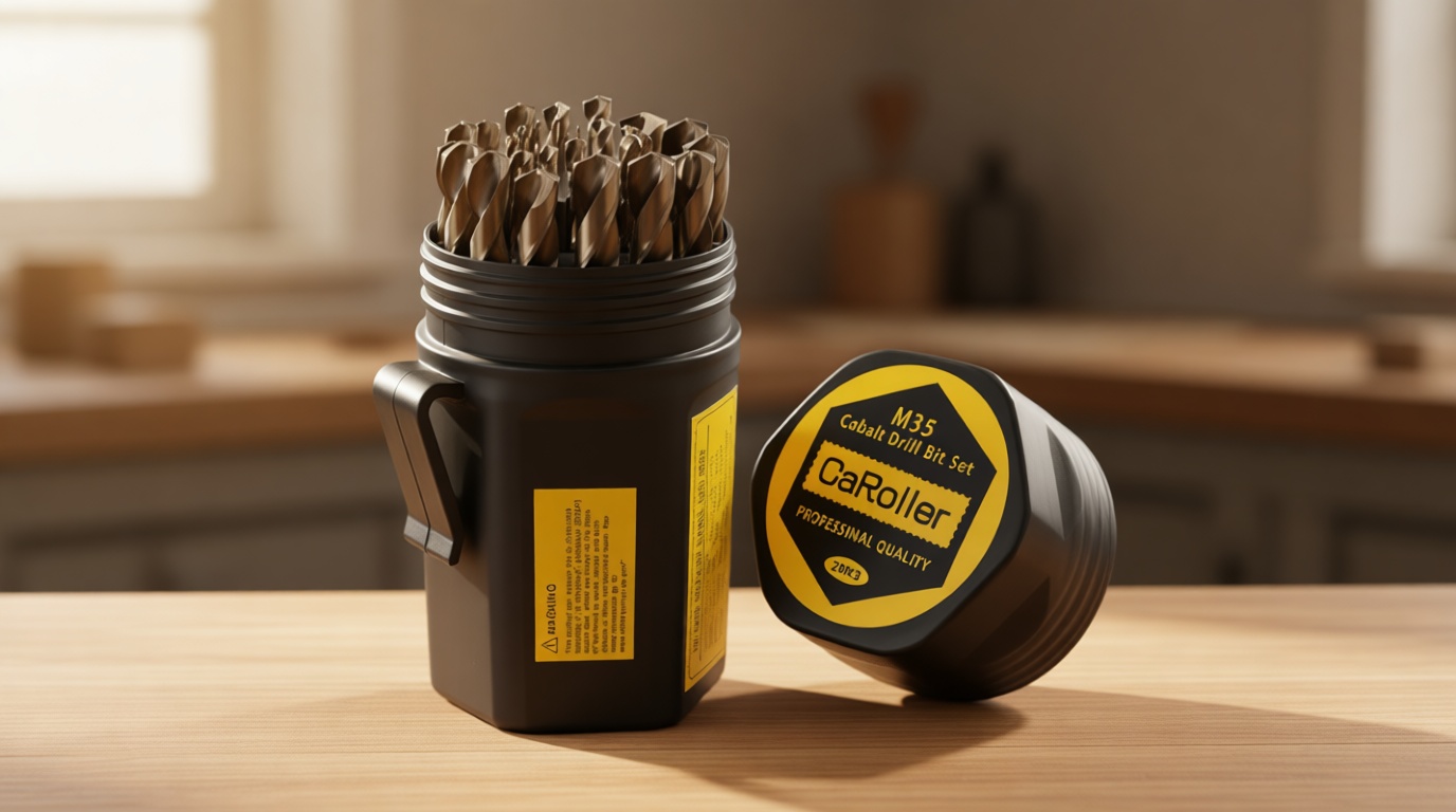 CaRoller Cobalt Drill Bit Set 29-Piece M35 Cobalt Steel Metal Drill Bits Durable Round Shank Drill Sets for Steel, Wood Plastic Sheet Metal – Includes Practical Cup-Type Holder (29pcs Cobalt)