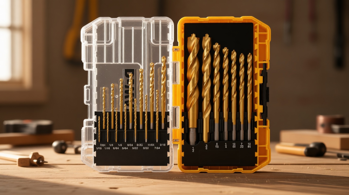 DEWALT Drill Bit Set, 21 Pc. Titanium Nitride Coated Pilot Point DEWALT Bit Set with Case for Wood, Metal and Plastic (DW1361)