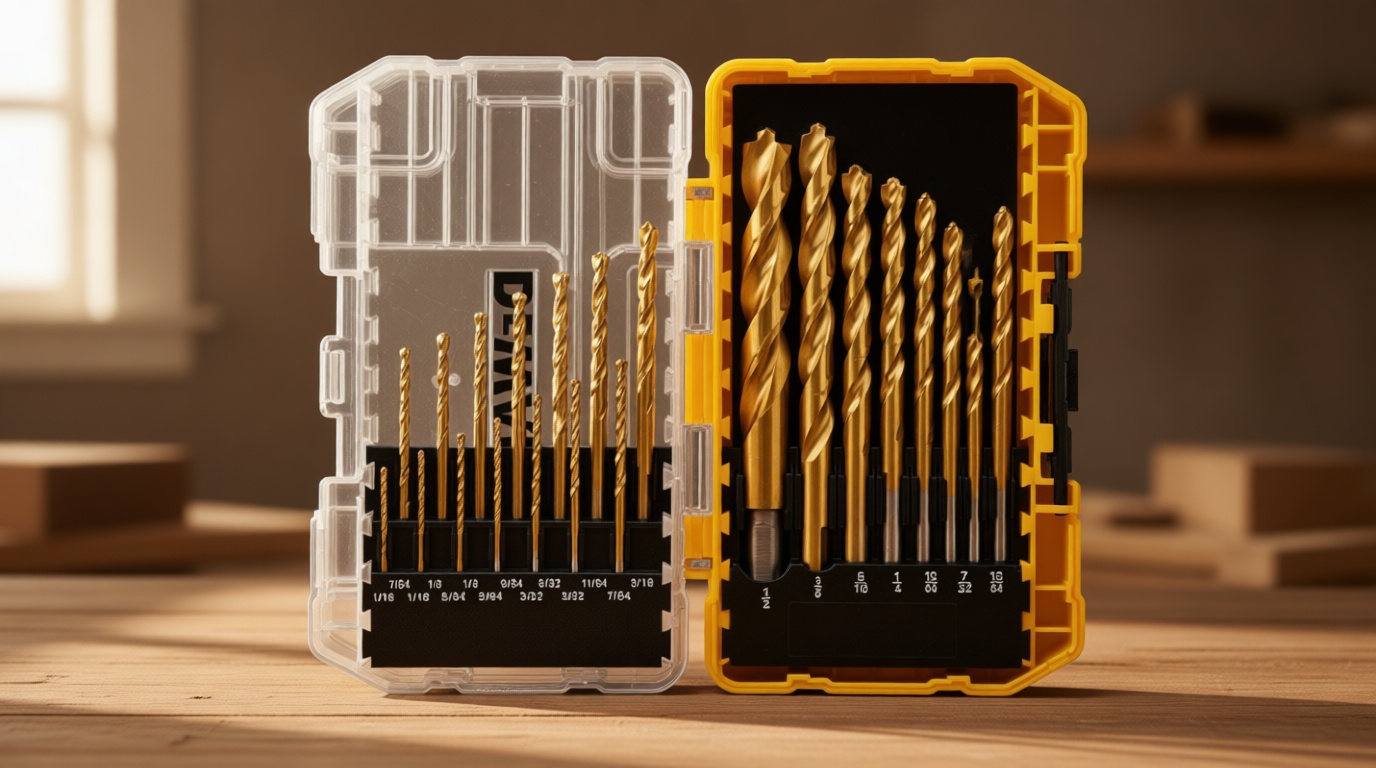 DEWALT Drill Bit Set, 21 Pc. Titanium Nitride Coated Pilot Point DEWALT Bit Set with Case for Wood, Metal and Plastic (DW1361)