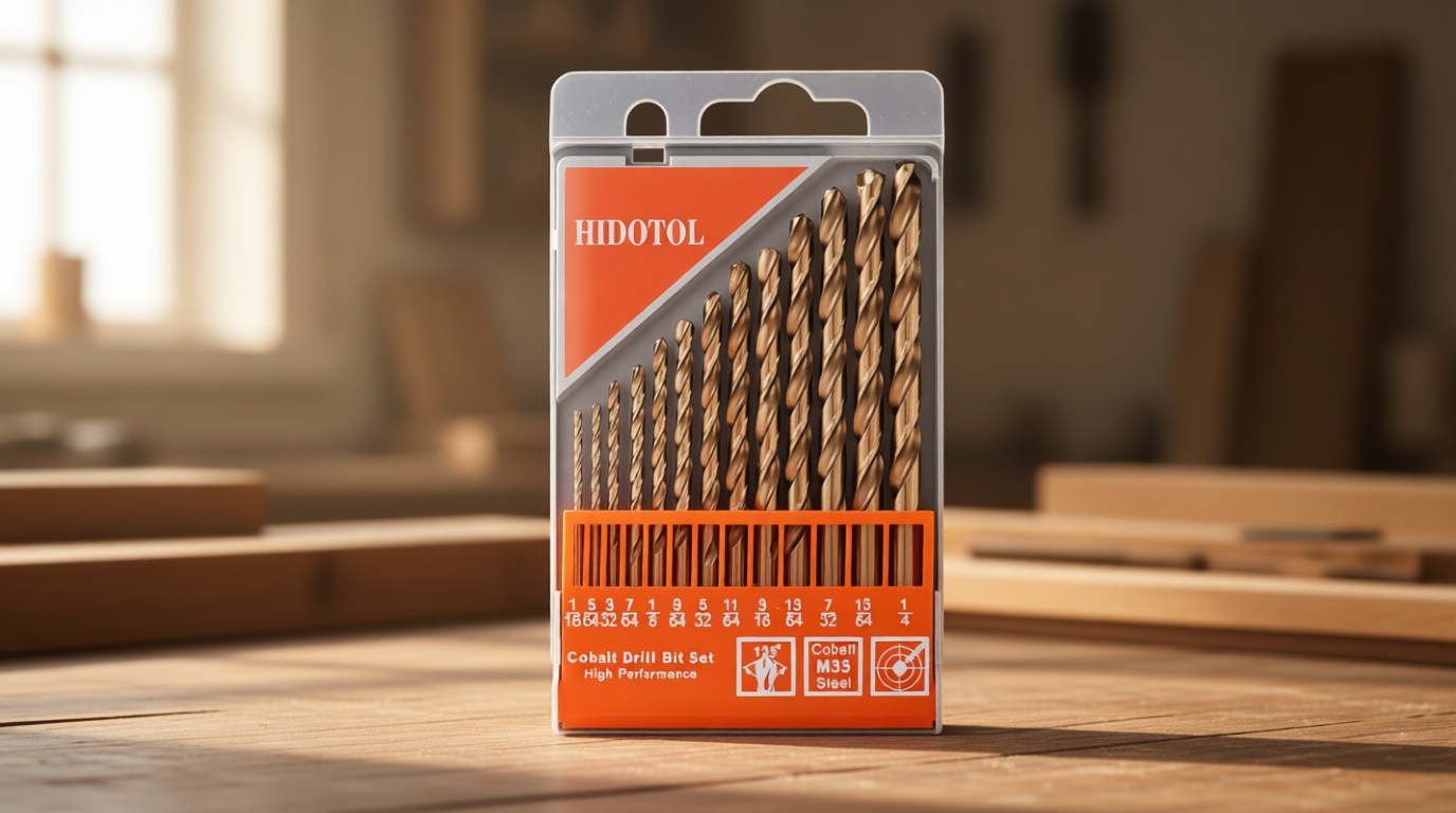 HIDOTOL 13 PCS Cobalt Drill Bit Set M35 HSS Twist Drill Bits 1/16"-1/4" for Hardened Metal, Stainless Steel, Cast Iron, Plastic and Wood