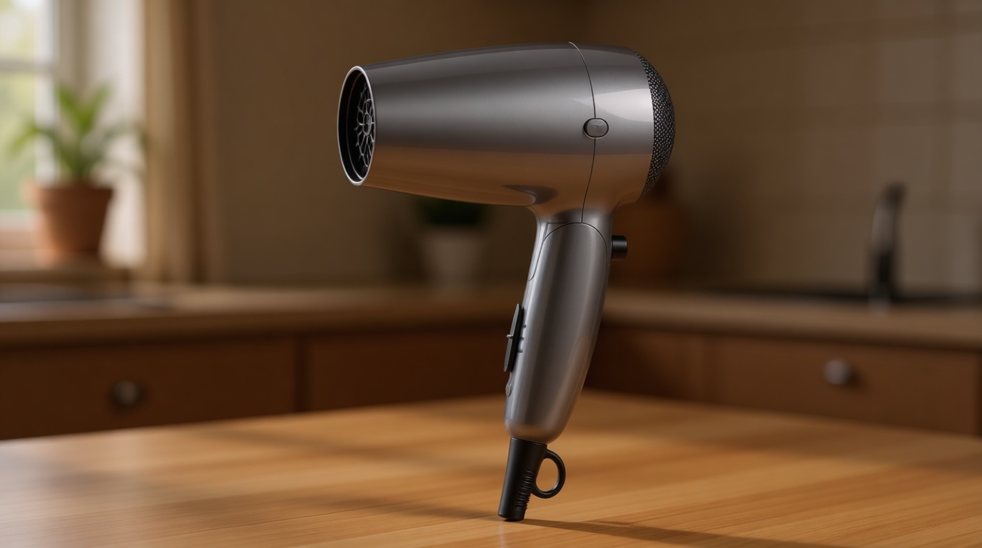 Conair Travel Hair Dryer with Dual Voltage, 1875W Compact Blow Dryer with Folding Handle, Gray