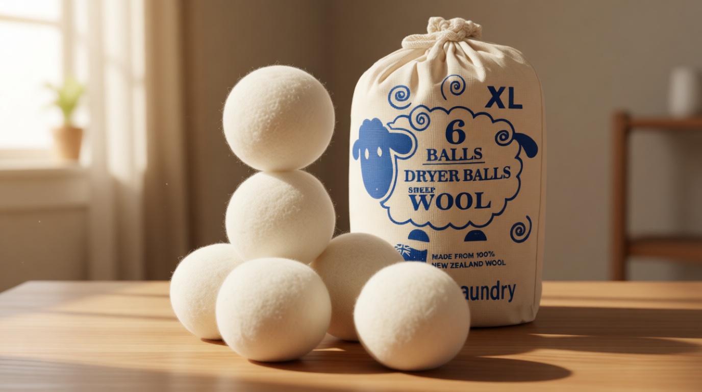 Handy Laundry Wool Dryer Balls - Natural Fabric Softener, Reusable, Reduces Clothing Wrinkles and Saves Drying Time, Better Alternative to Plastic Balls and Liquid Softener (Pack of 6)