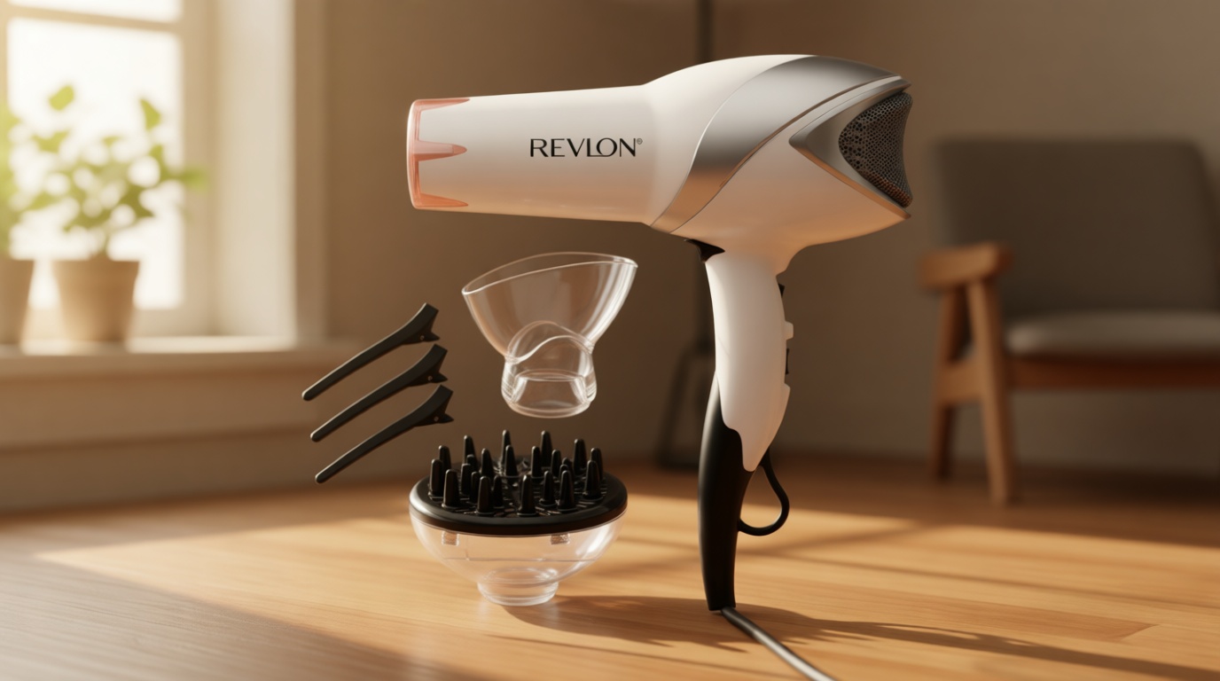 REVLON Infrared Ionic Hair Dryer with Diffuser & Concentrator, 2 Speed Settings, Blow Dryer with Tourmaline Technology for Frizz Control, 1875 Watt Power for Fast Drying, Suitable for All Hair Types