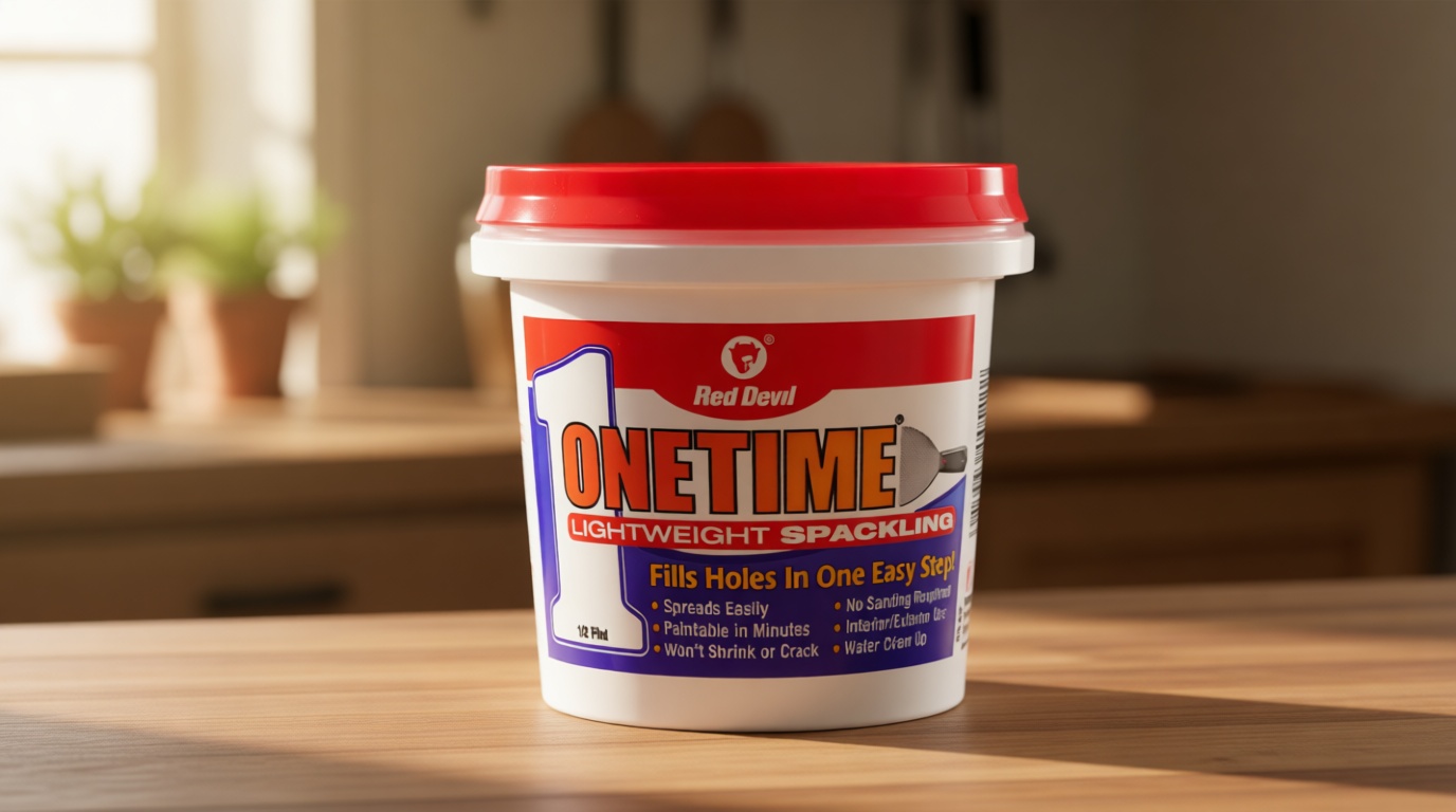 Red Devil 0542 ONETIME Lightweight Spackle Wall Repair, Spackling for Holes Drywall, 1/2 Pint, White, 8 Ounce, Made in USA