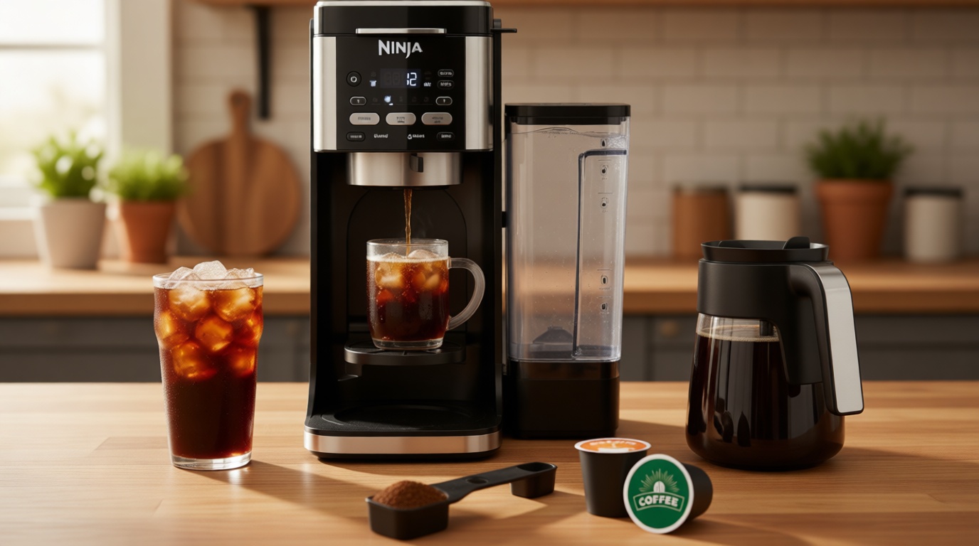 Ninja | Drip Coffee Maker | DualBrew Pro Hot & Iced Coffee Machine | Use with K-Cup Coffee Pods | 3 Brew Styles (Classic, Rich, & Iced) | 60oz Removable Reservoir & Dishwasher Safe | Black | CFP101