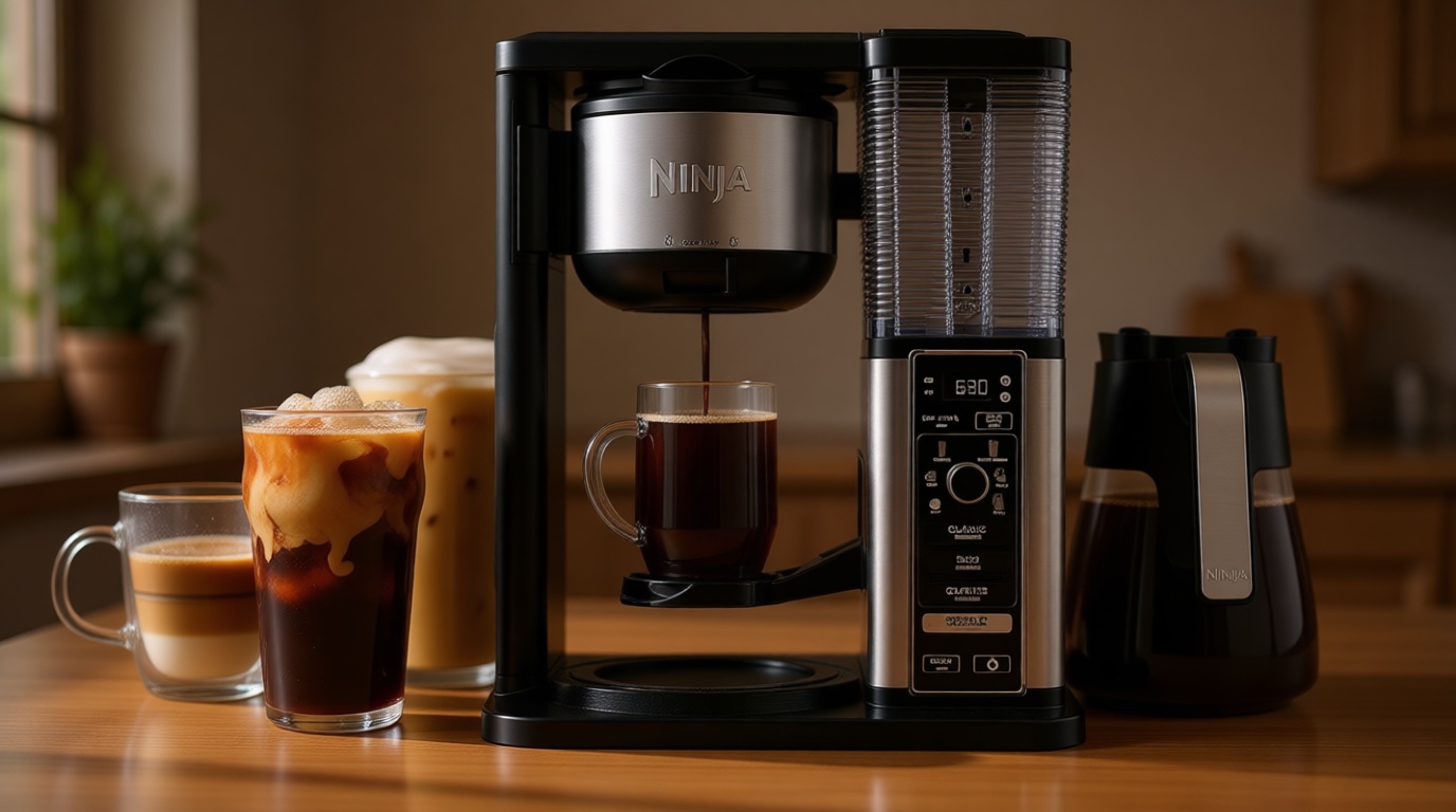 Ninja Specialty Coffee Maker, Hot & Iced Coffee, 6 Brew Styles, 8 Sizes, Small Cup to Travel Mug, 10-Cup Carafe, Fold-Away Frother, Permanent Filter, Removable Reservoir, Black, CM401