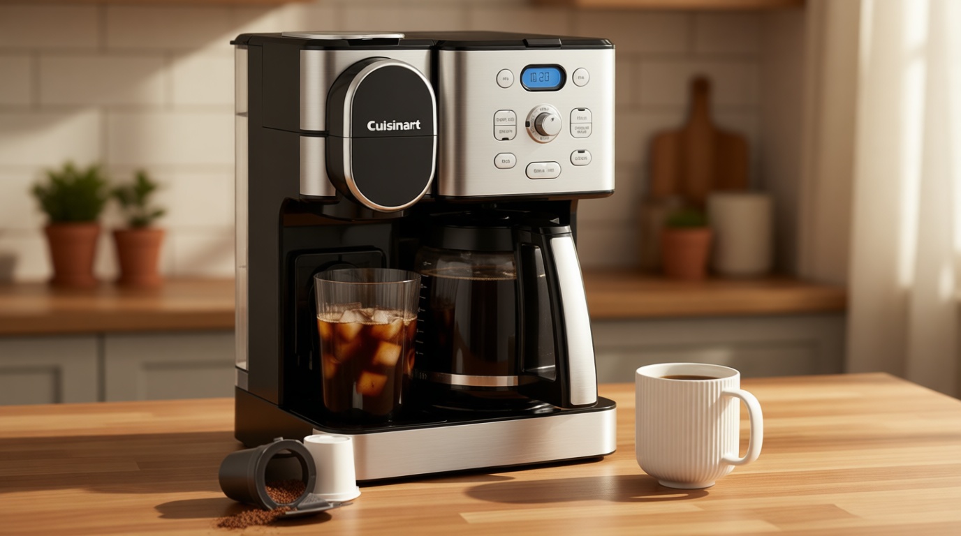 Cuisinart 12-Cup Coffee Maker, Single-Serve Brewer Glass Carafe, Automatic Hot & Iced Coffee Machine, Brew Strength Control and Pause, SS-16, Stainless Steel