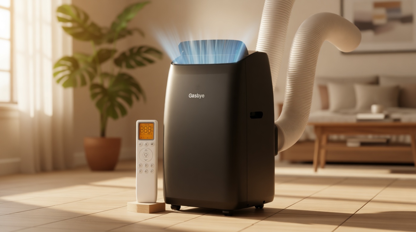 Gasbye Dual Hose Portable Air Conditioner, [2026 Upgraded] Full DC Inverter Compressor, Energy-Saving 13.6 CEER, Low Noise (45dB), Cools Room up to 500 Sq.Ft., Backlit Remote Control, 14,000BTU, Black