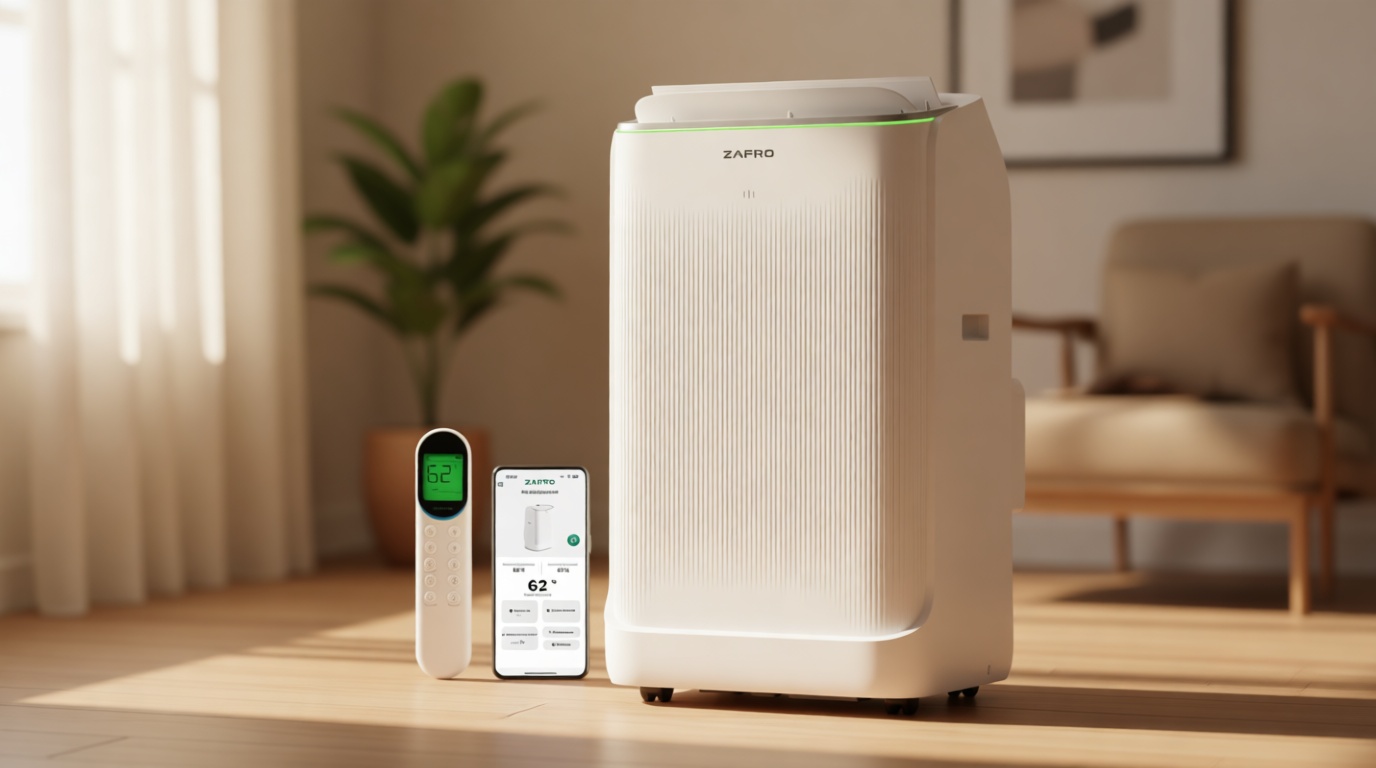 ZAFRO Smart Inverter Portable Air Conditioners, 14000 BTU (10000 BTU SACC) Dual Hose Portable AC Unit with Energy Saving/Ultra Quiet(42dB 2026)/Drainage-free Cool/APP/Remote for Multi-Scenario Use Global Recycled Standard