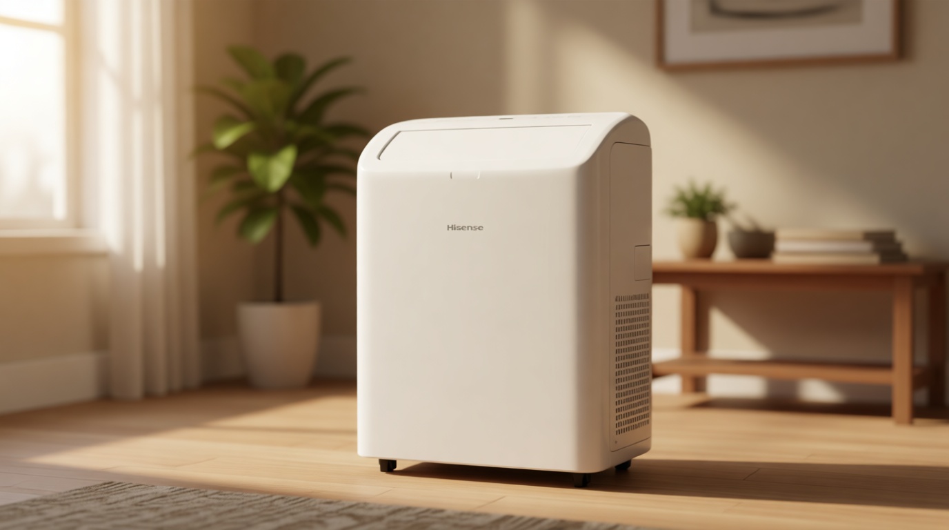 Hisense 8,000 BTU Portable Air Conditioner with Dual Hose & Inverter, 350 Sq Ft, Wi-Fi, ConnectLife App Google and Alexa, 3 operating modes, Noise 42 dB(A) - HAP0824TWD (Renewed), White