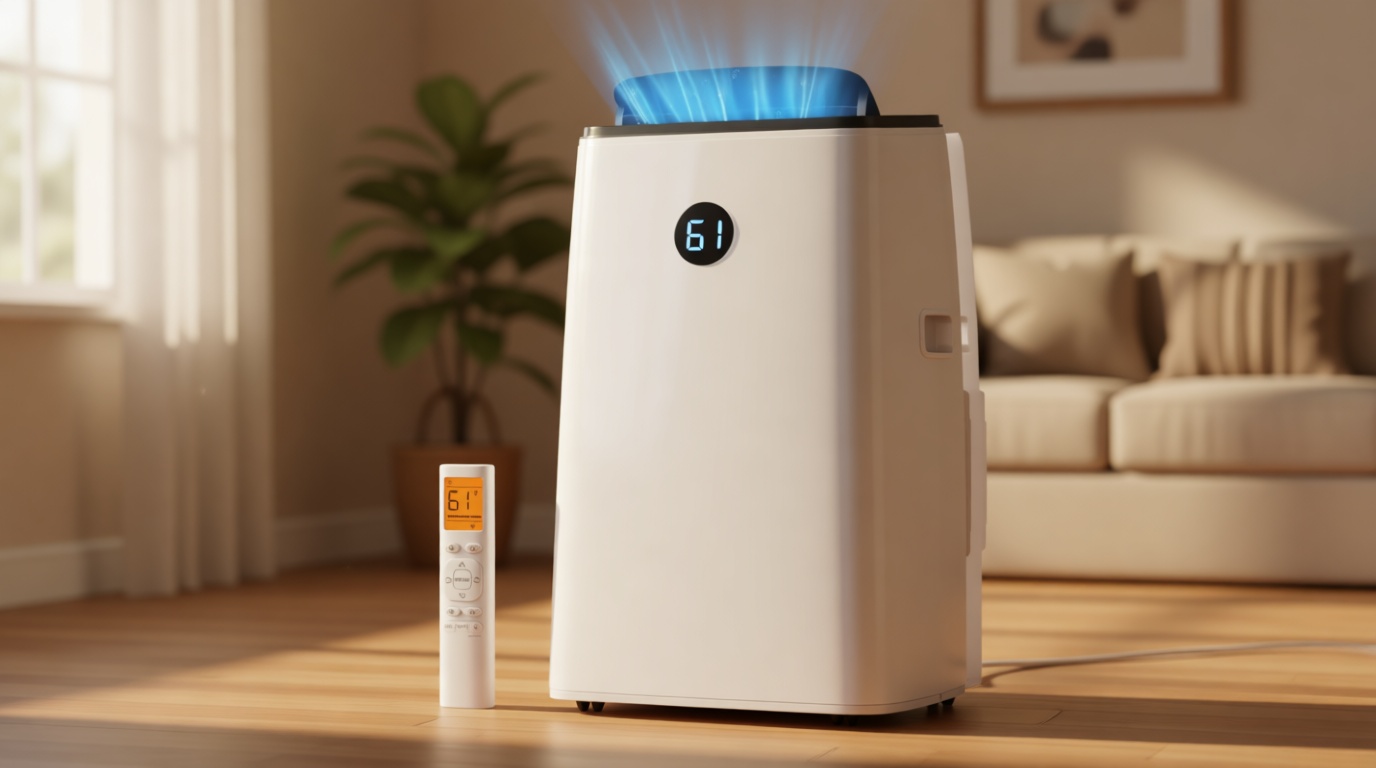 14000 BTU Inverter Portable Air Conditioner (10000 BTU SACC), 42dB Quiet, Dual Hose, Fast Cooling AC Unit for Large Room up to 700 sq. ft, 3-in-1 Portable AC with Dehumidifier, Self-Evaporating