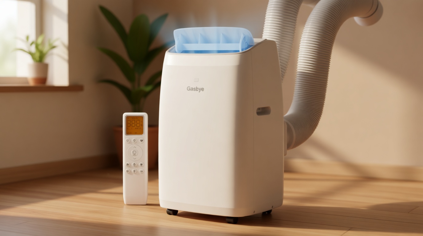 Gasbye Dual Hose Portable Air Conditioner, [2026 Upgraded] Full DC Inverter Compressor, Energy-Saving 13.6 CEER, Low Noise (45dB), Cools Room up to 500 Sq.Ft., Backlit Remote Control, 14,000BTU, White