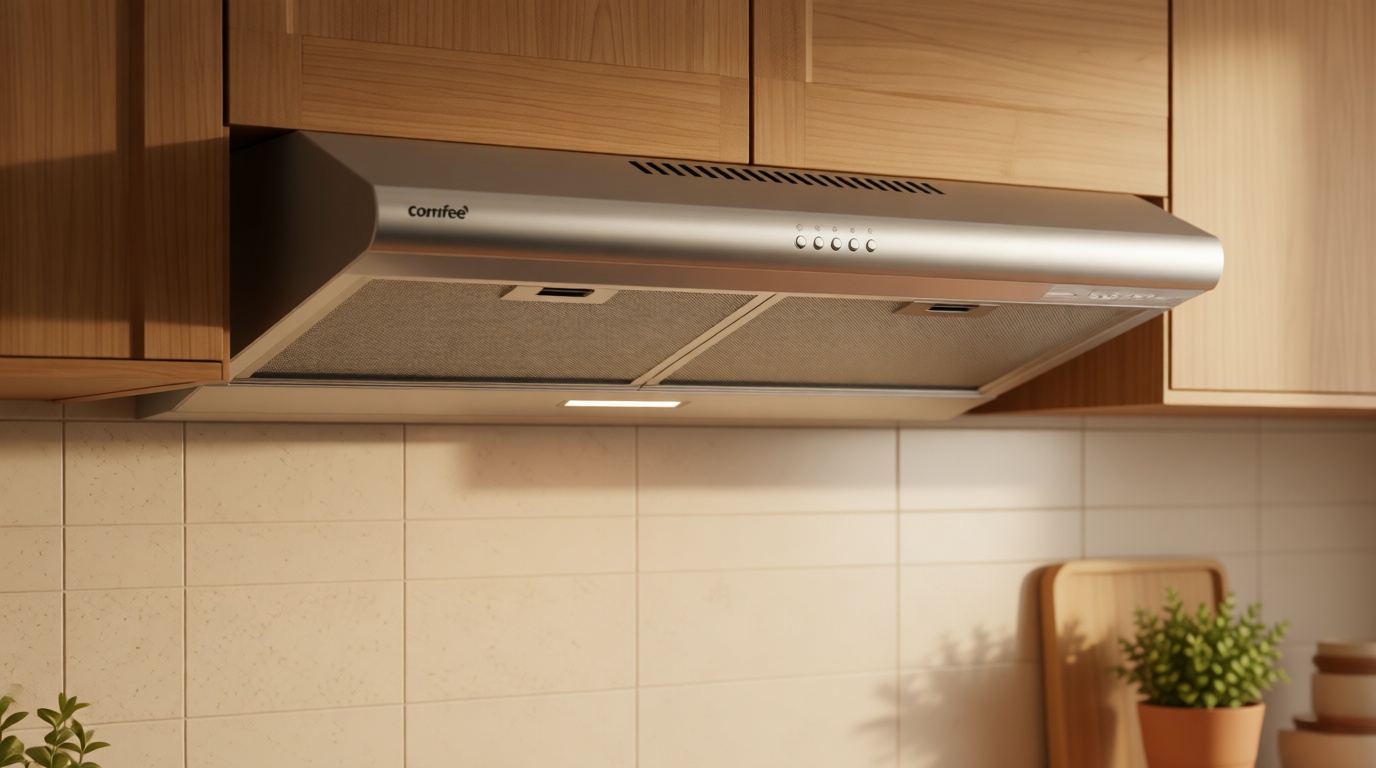 COMFEE' CVU30W4AST 30 inch Under Cabinet Ducted/Ductless Convertible Slim Vent Durable Stainless Steel Kitchen Reusable Filter, 3 Speed Exhaust Fan and 1 LED Lights Range Hood, 2.0 Version