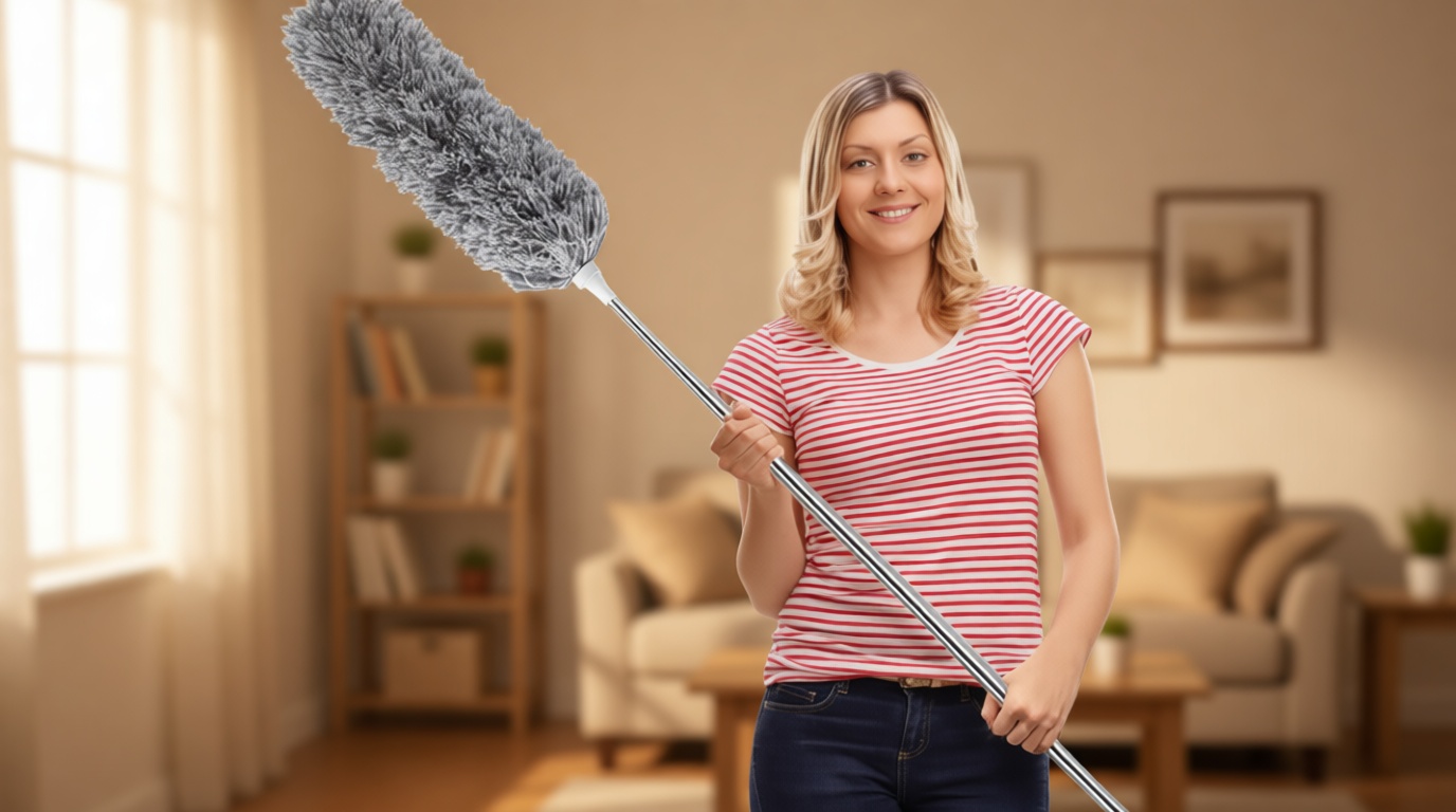 DELUX Microfiber Feather Duster Extendable Duster with 100 inches Extra Long Pole, Bendable Head & Long Handle Dusters for Cleaning Ceiling Fan, High Ceiling, Blinds, Furniture & Cars Gray