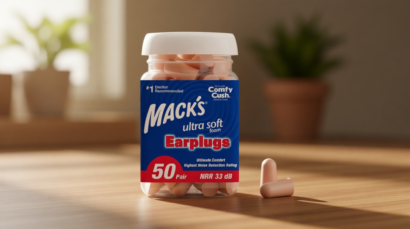 Mack's Ultra Soft Foam Earplugs, 50 Pair - 33dB Highest NRR, Comfortable Ear Plugs for Sleeping, Snoring, Travel, Concerts, Studying, Loud Noise, Work | Made in USA