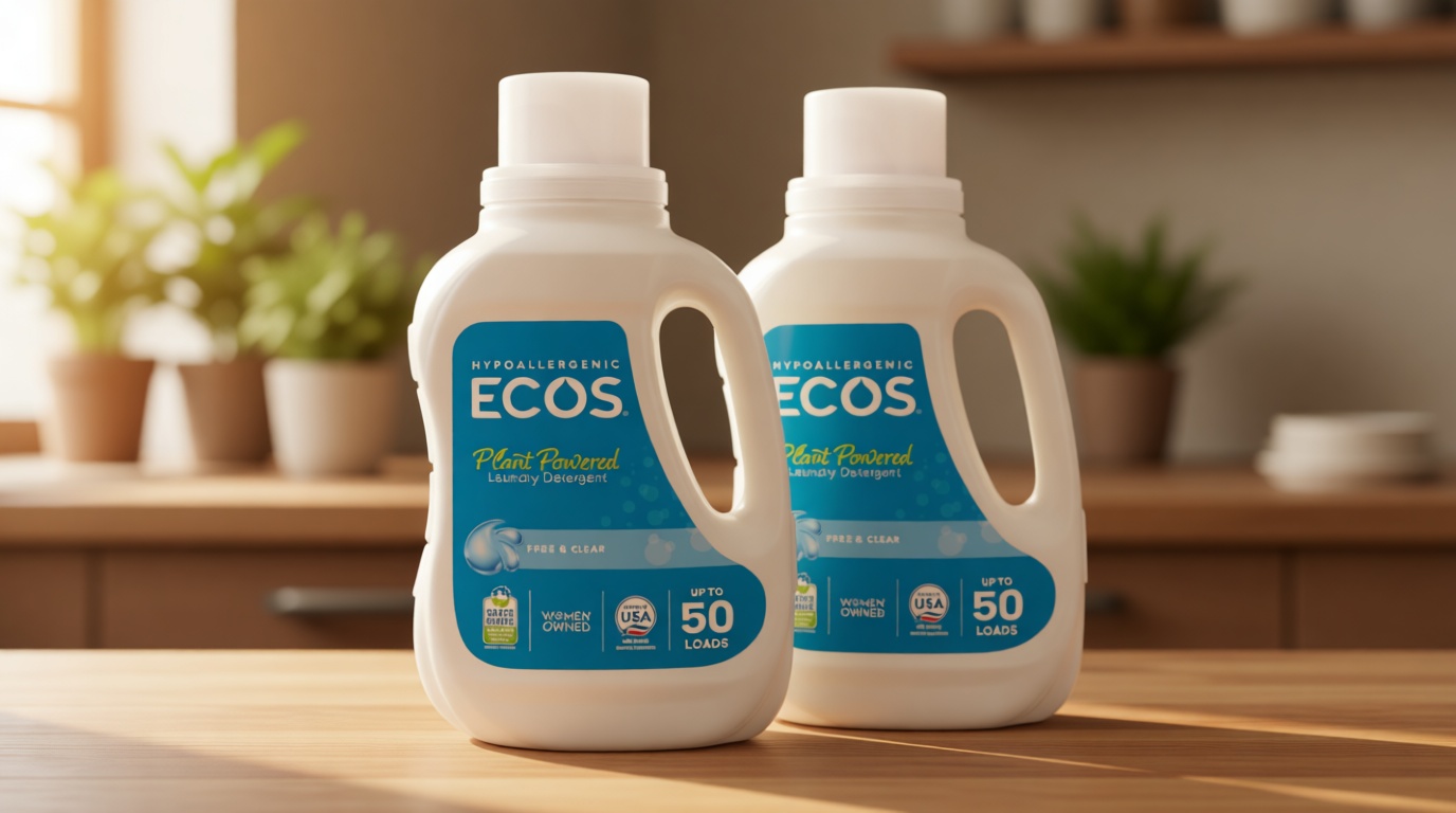 ECOS Laundry Detergent Liquid, 100 Loads - Dermatologist Tested Laundry Soap - Hypoallergenic, EPA Safer Choice Certified, Plant-Powered - Free & Clear, 50 Fl Oz (Pack of 2) U.S. EPA Safer Choice