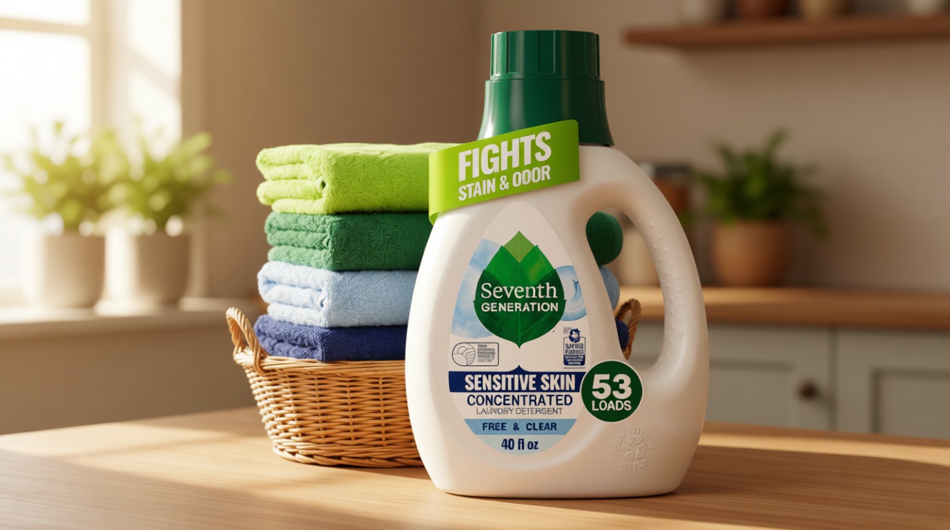 Seventh Generation Concentrated Laundry Detergent Liquid Free & Clear Fragrance Free 40 oz U.S. EPA Safer Choice