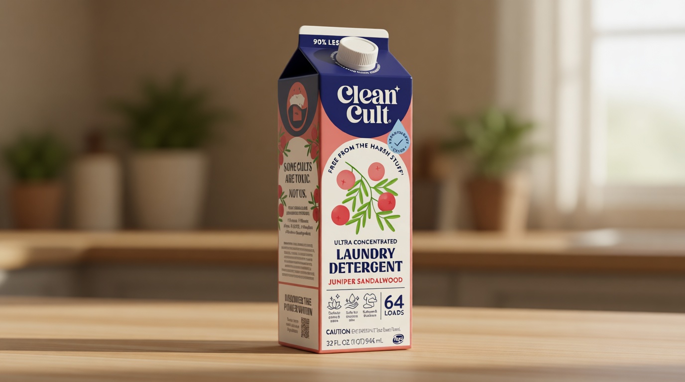 Ultra Concentrated Liquid Laundry Detergent Soap, 64 loads (32 oz), Long Lasting Scent, 90% Less Plastic, No Harsh Chemicals, Juniper Sandalwood, Defeats Stains & Odors, HE/Standard Compatible ClimeCo Certified [Amazon-developed Certification] Compact by Design