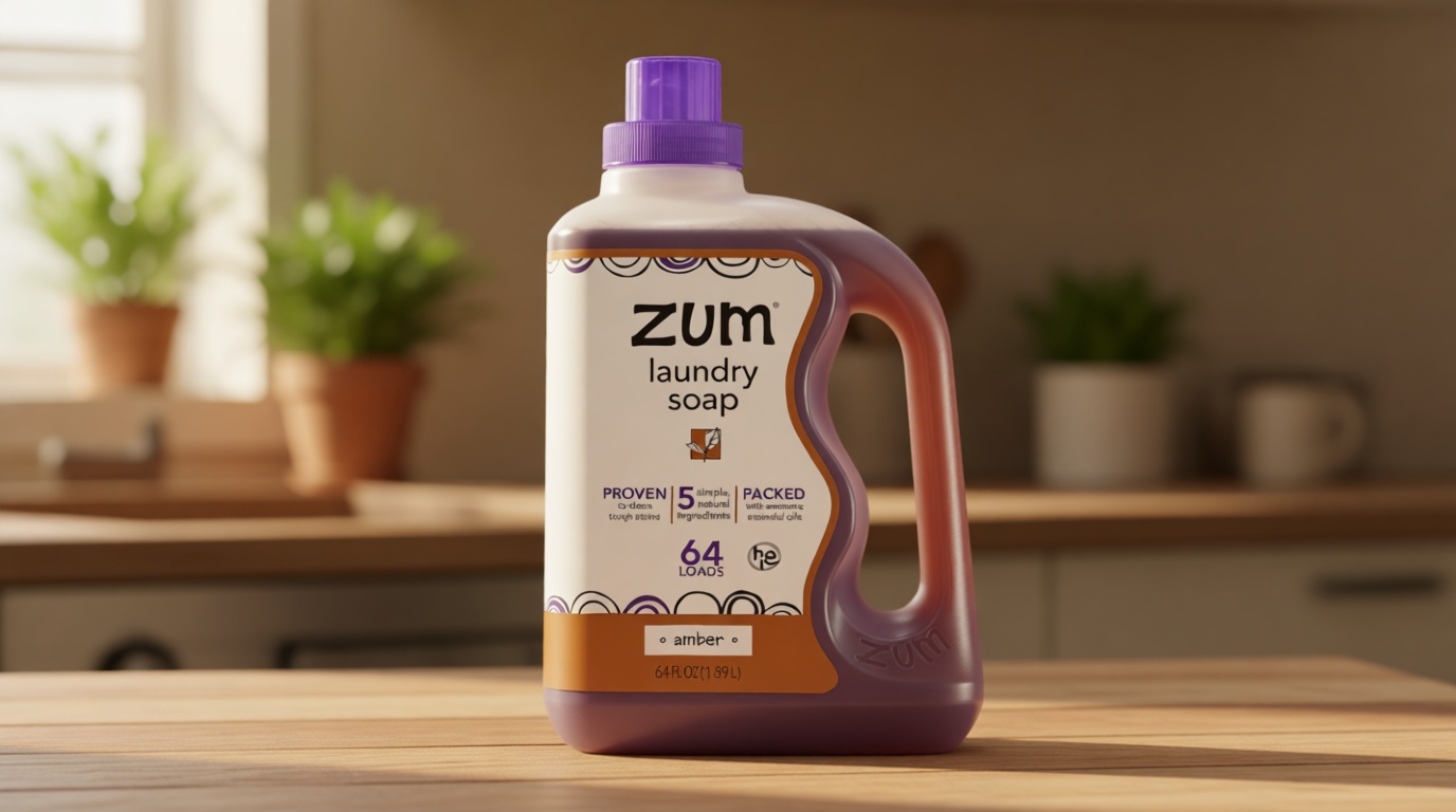 Indigo Wild Zum Clean Laundry Soap - Plant-Based Liquid Laundry Soap - Contains Baking Soda, Essential Oils & Saponified Coconut Oil - Amber - 64 fl oz