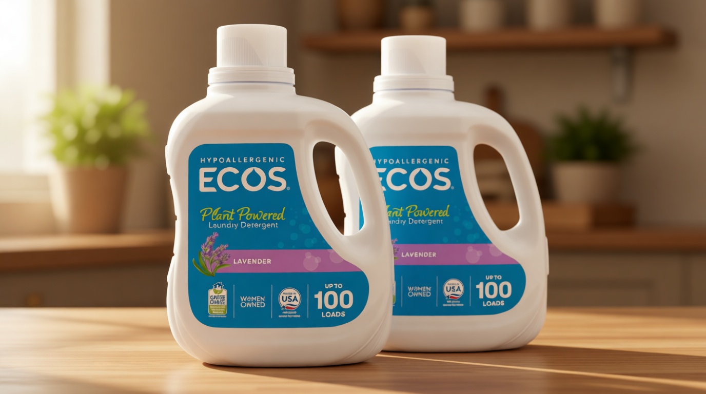 ECOS Laundry Detergent Liquid, 200 Loads - Dermatologist Tested Laundry Soap - Hypoallergenic, EPA Safer Choice Certified, Plant-Powered - Lavender, 100 Fl Oz (Pack of 2) U.S. EPA Safer Choice