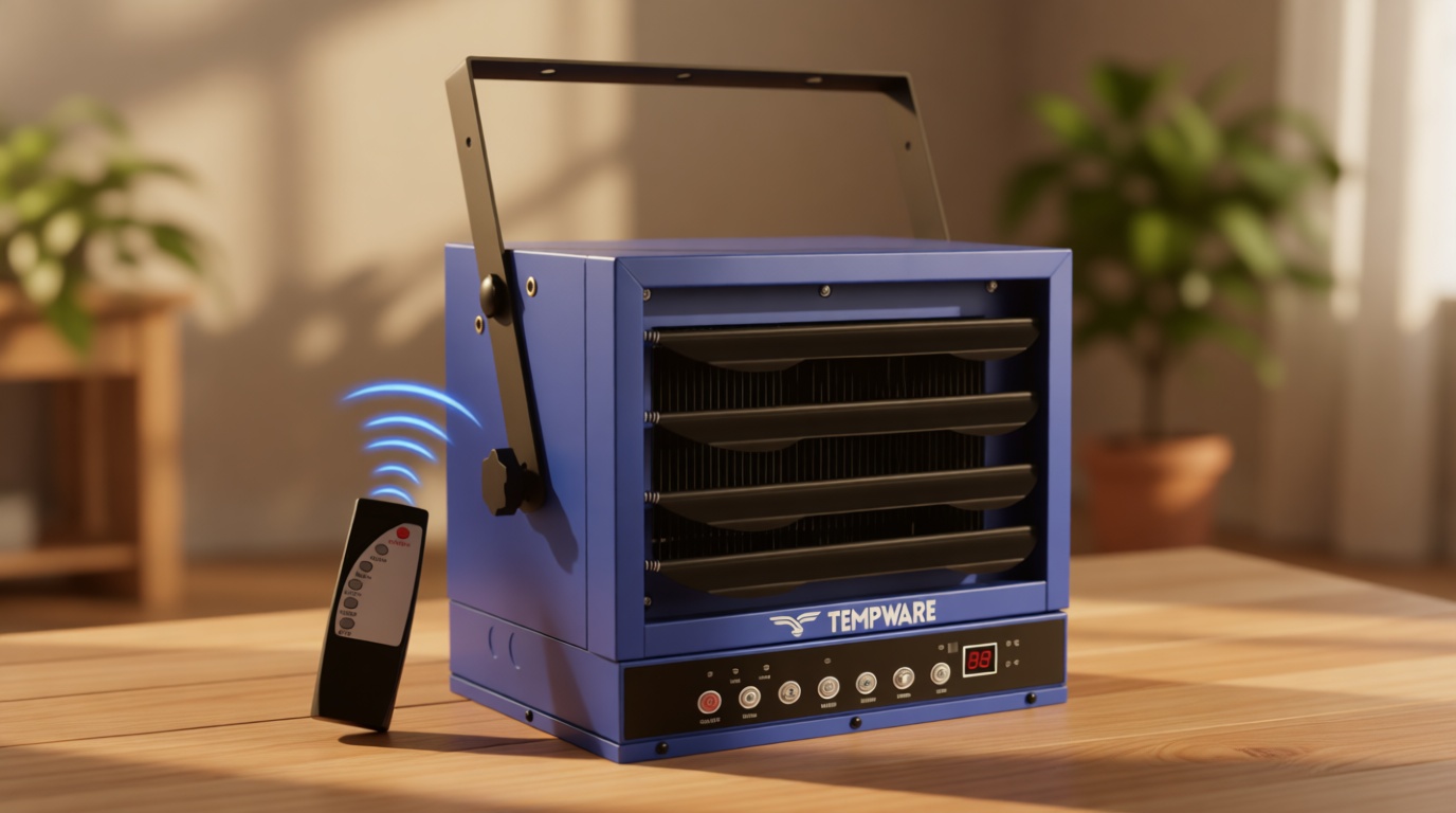 TEMPWARE 7500W Electric Garage Heater, 240V Hardwired Digital Ceiling Mount Fan-Forced Shop Heater with Full-Function Remote and 12-Hour Timer, Ideal for Workshop Warehouse