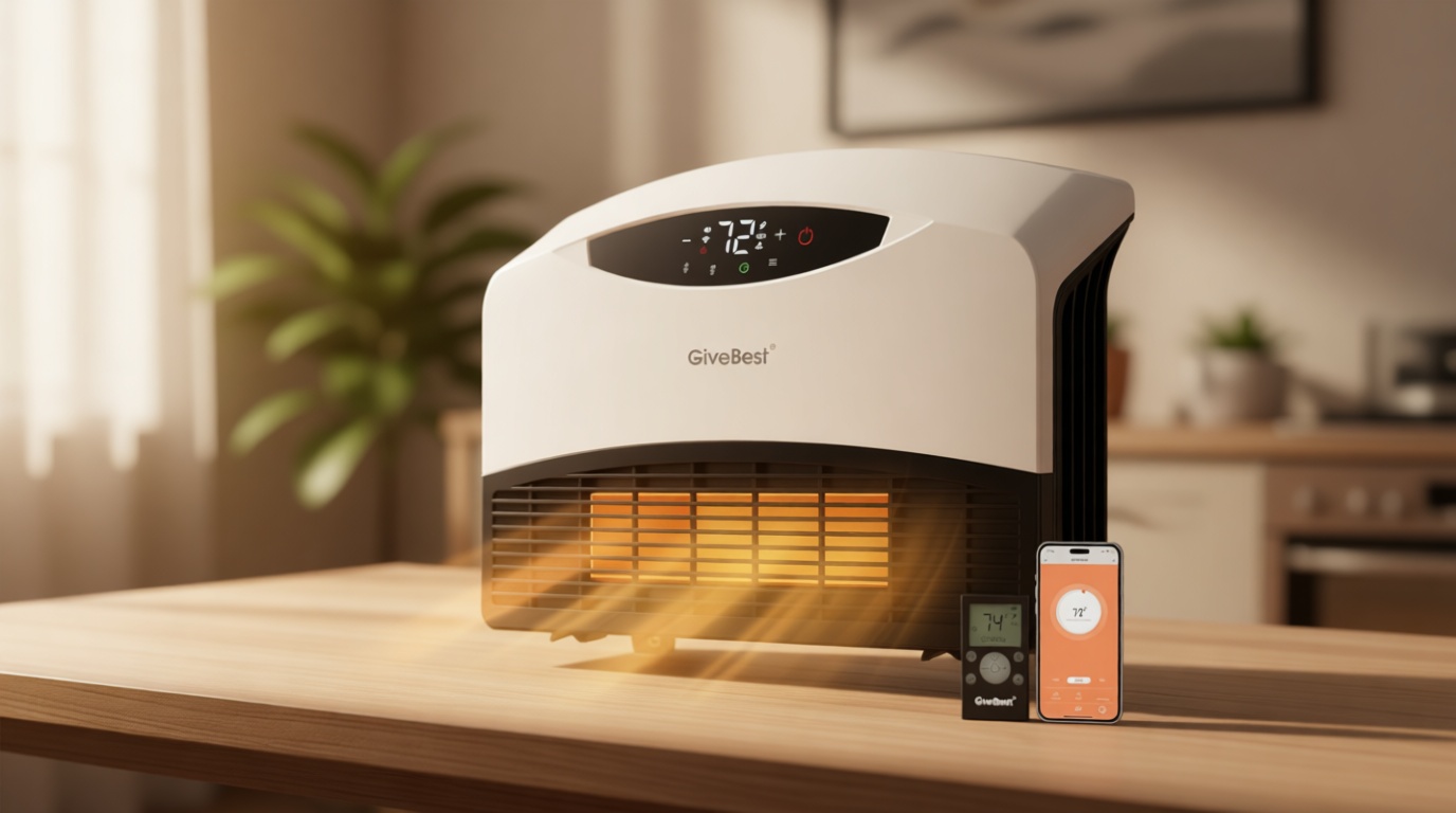 GiveBest Electric Wall Heater with WiFi and Remote Control, Floor or Wall Mounted Heater, Large Room Coverage, 3 Heating Modes, 1500W Fast Heating Space with Thermostat for Indoor Room Use, White