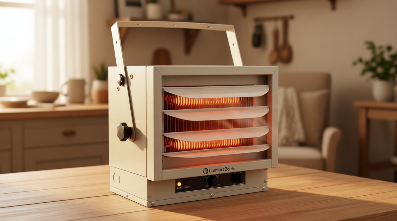 Comfort Zone Hard-Wired Ceiling Mount Garage Electric Space Heater, Fan-Forced, 5,000 watt, 240 volt, Overheat Protection, Thermal Cut-Out Switch, Ideal for Workshop & Garage, ETL Compliant, CZ220