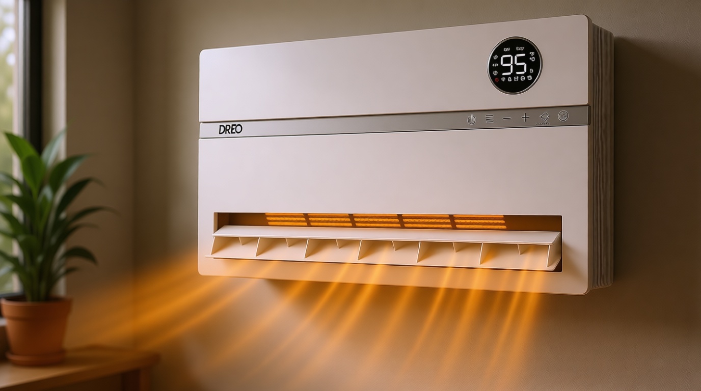 Dreo Smart Wall Heater, Electric Space Heater for Bedroom 1500W, 120° Vertical Oscillation, Adjustable Thermostat, Remote Control, 24H Timer, Easy-Mount Heater for Indoor Use, Works with Alexa, WH719S